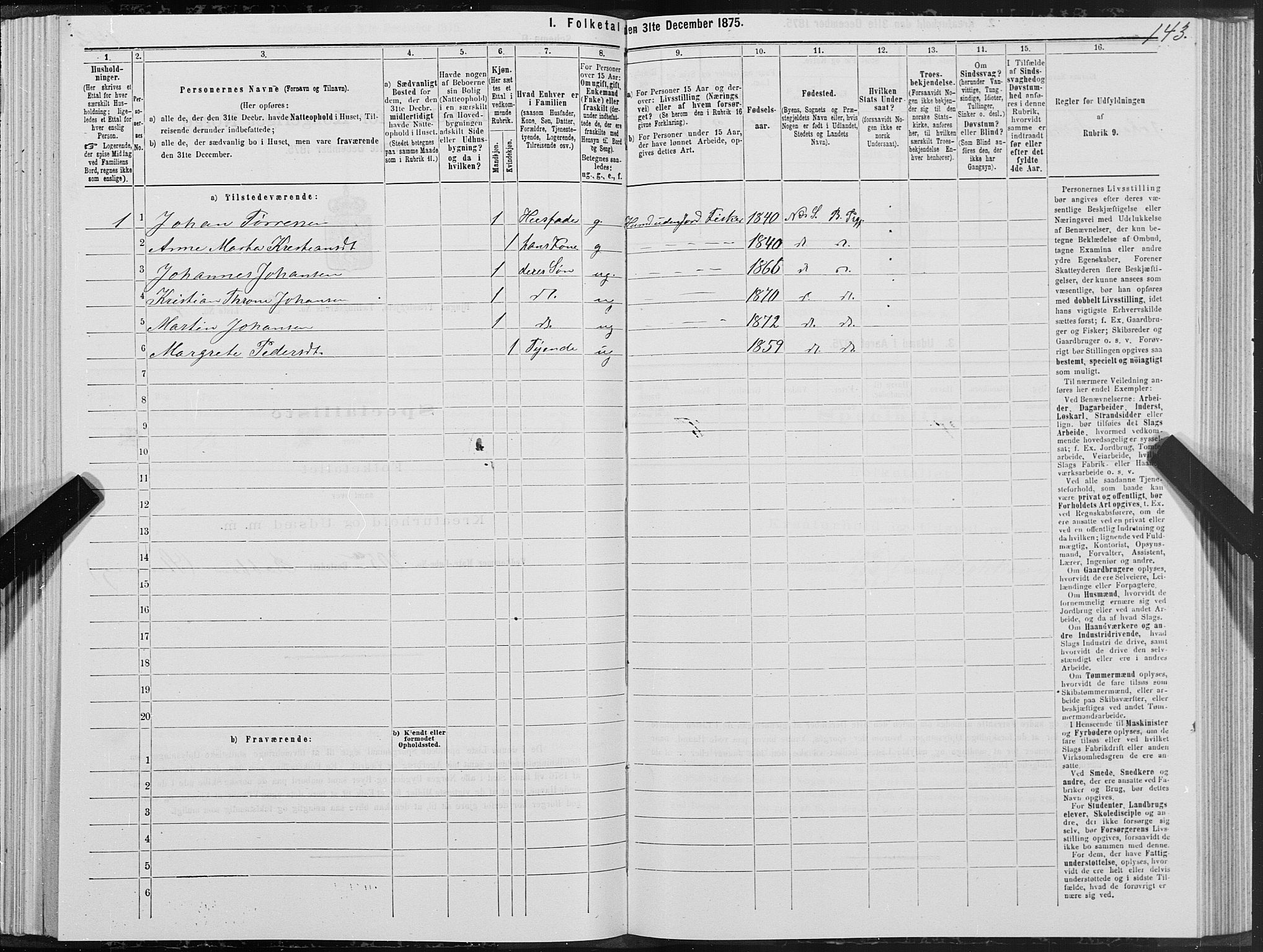 SAT, 1875 census for 1627P Bjugn, 1875, p. 1143