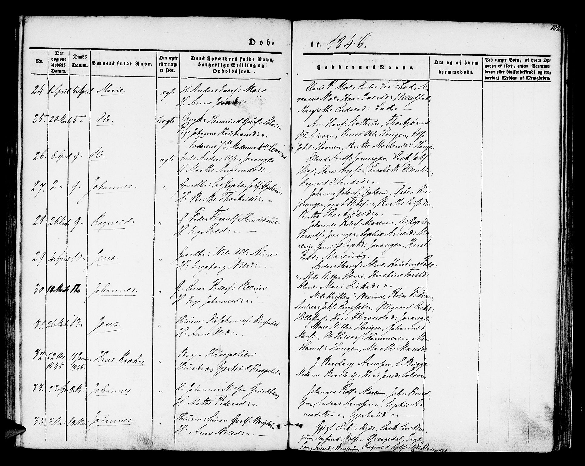 Hafslo sokneprestembete, AV/SAB-A-80301/H/Haa/Haaa/L0005: Parish register (official) no. A 5, 1834-1852, p. 102