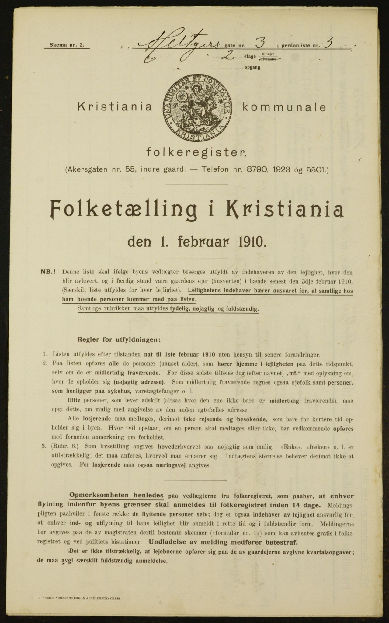 OBA, Municipal Census 1910 for Kristiania, 1910, p. 63092