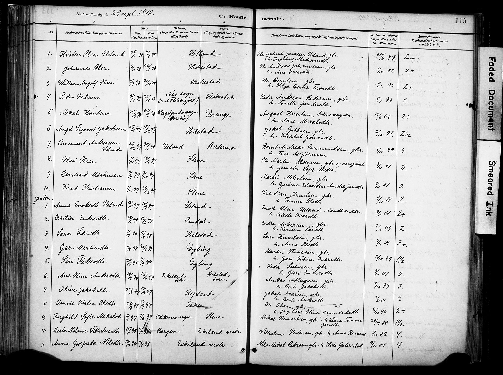 Lund sokneprestkontor, AV/SAST-A-101809/S06/L0012: Parish register (official) no. A 11, 1887-1921, p. 115