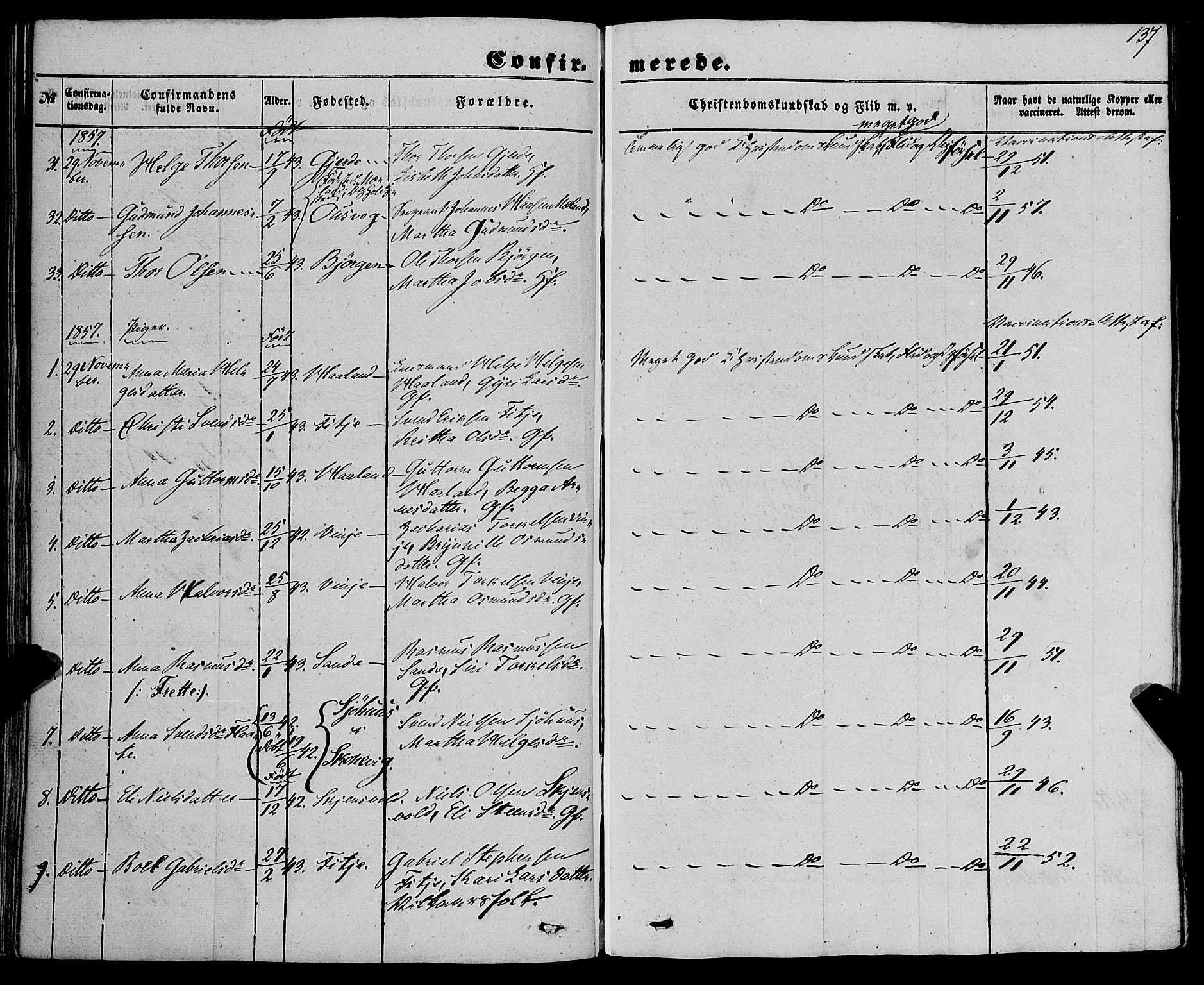 Etne sokneprestembete, AV/SAB-A-75001/H/Haa: Parish register (official) no. A 8, 1848-1862, p. 137