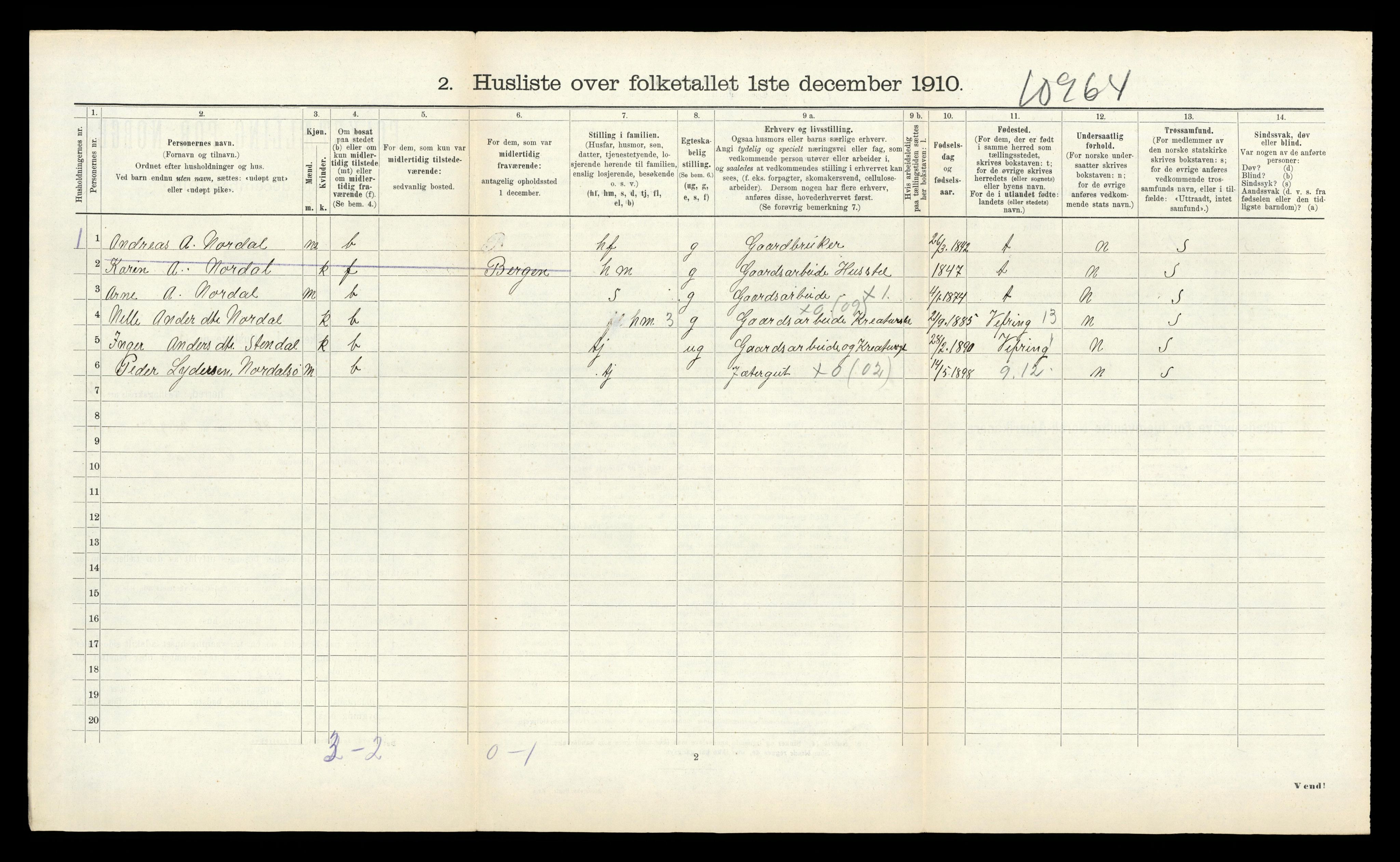 RA, 1910 census for Kinn, 1910, p. 895