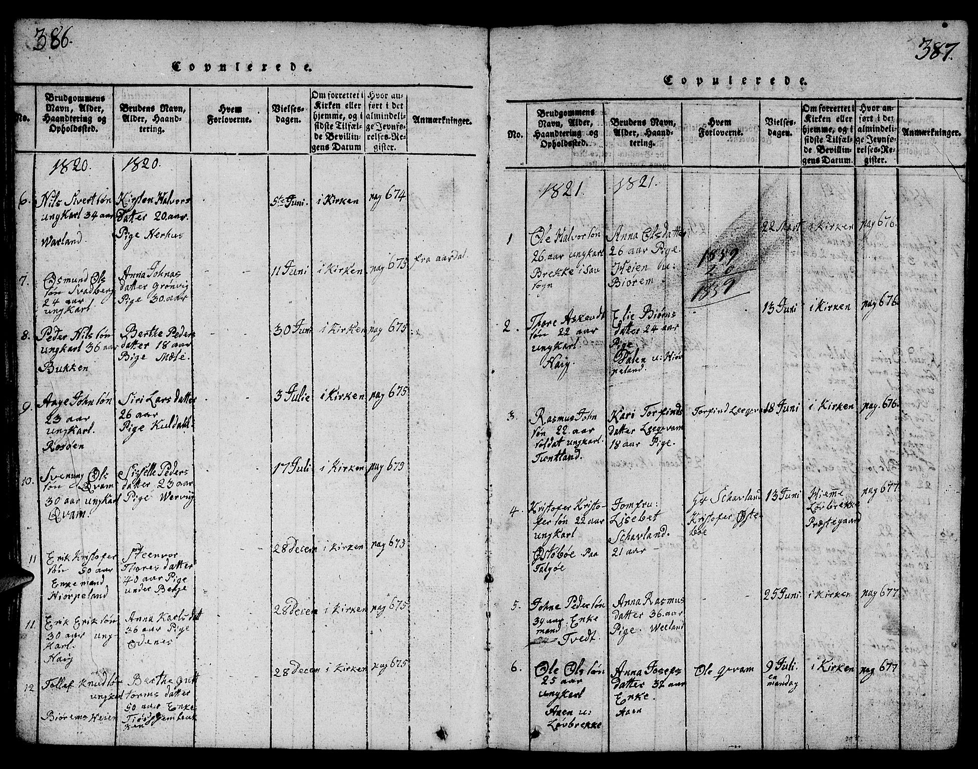 Strand sokneprestkontor, SAST/A-101828/H/Ha/Hab/L0001: Parish register (copy) no. B 1, 1816-1854, p. 386-387