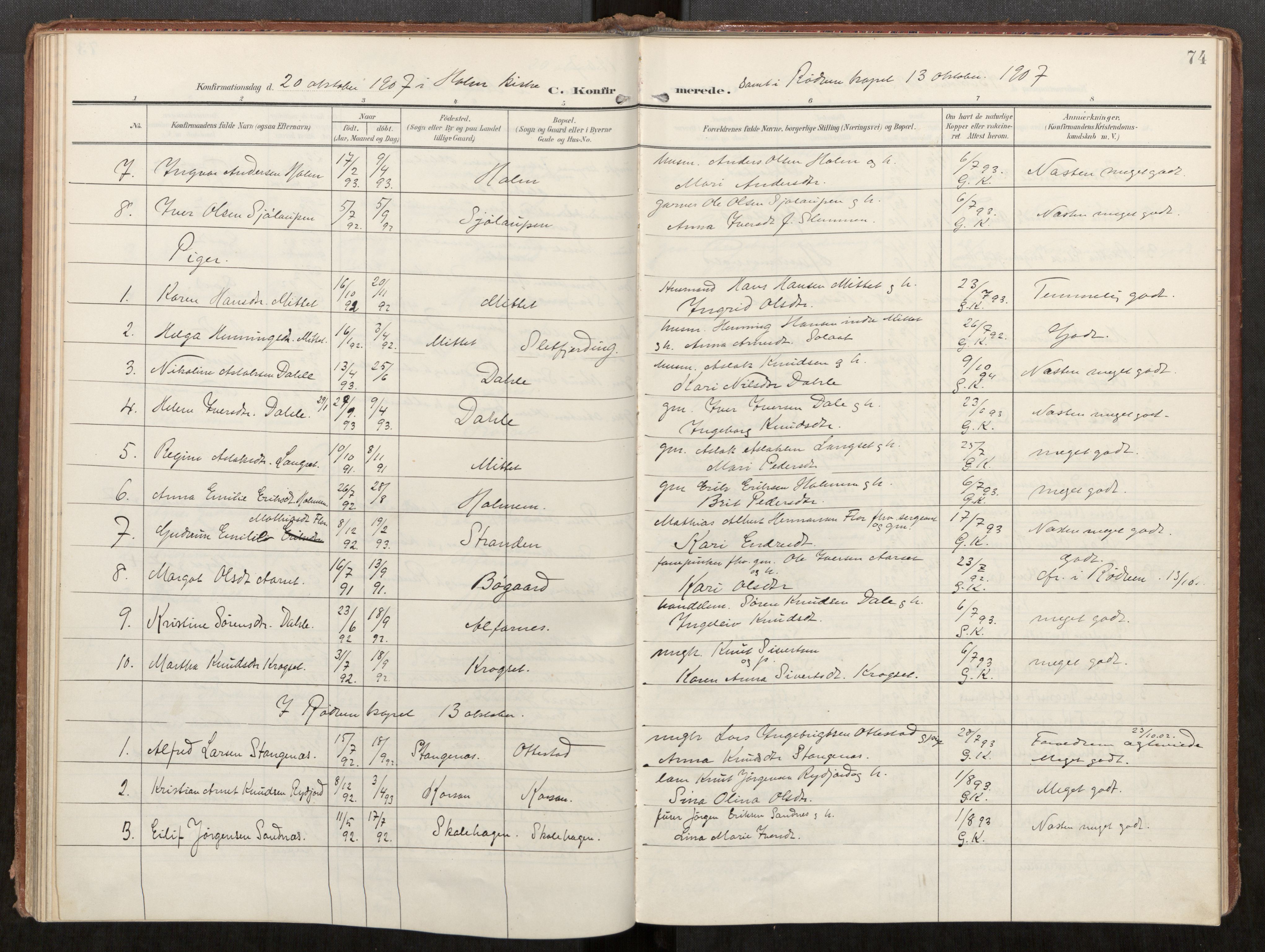 Ministerialprotokoller, klokkerbøker og fødselsregistre - Møre og Romsdal, AV/SAT-A-1454/549/L0618: Parish register (official) no. 549A01, 1906-1927, p. 74