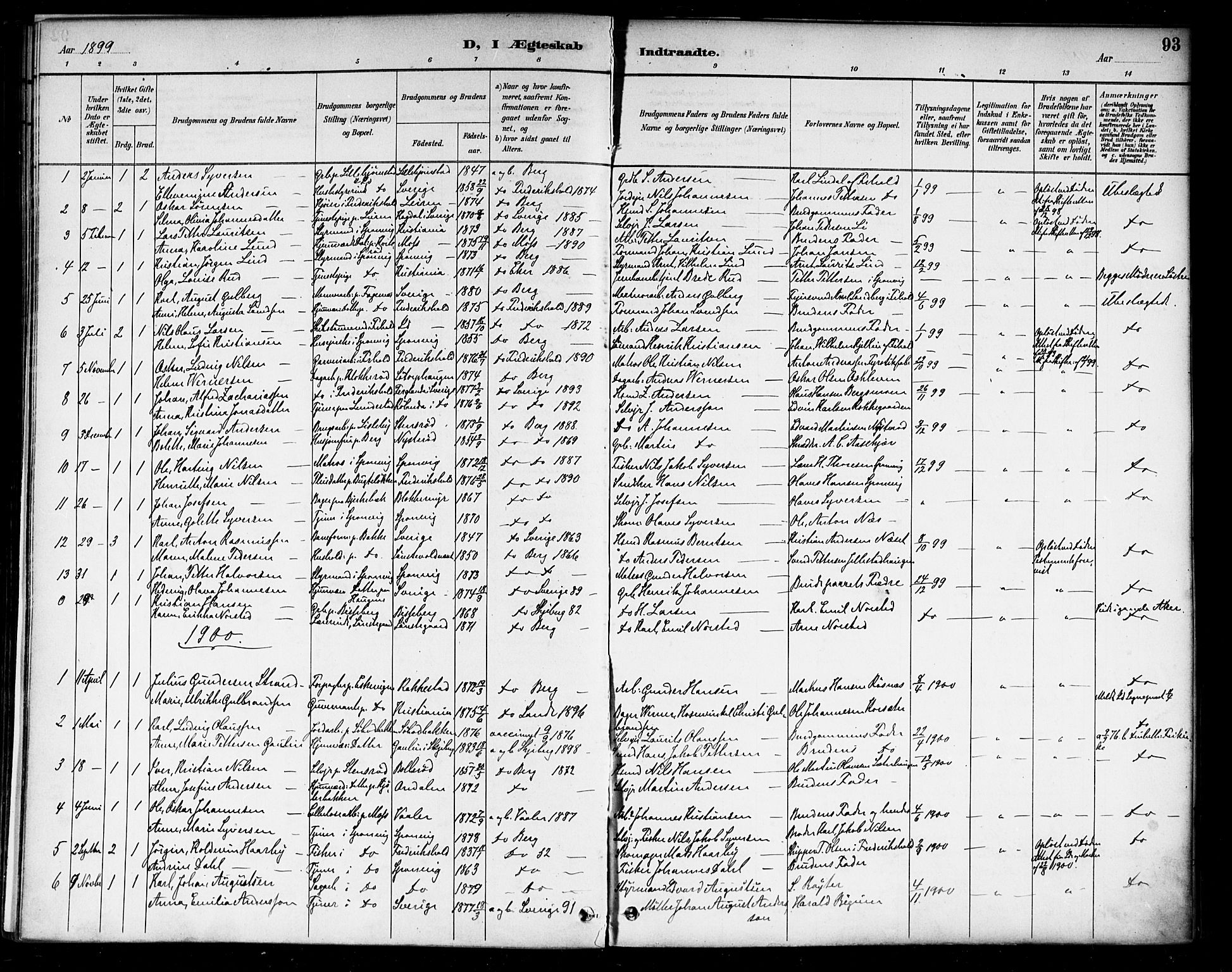Berg prestekontor Kirkebøker, SAO/A-10902/F/Fa/L0007: Parish register (official) no. I 7, 1888-1902, p. 93