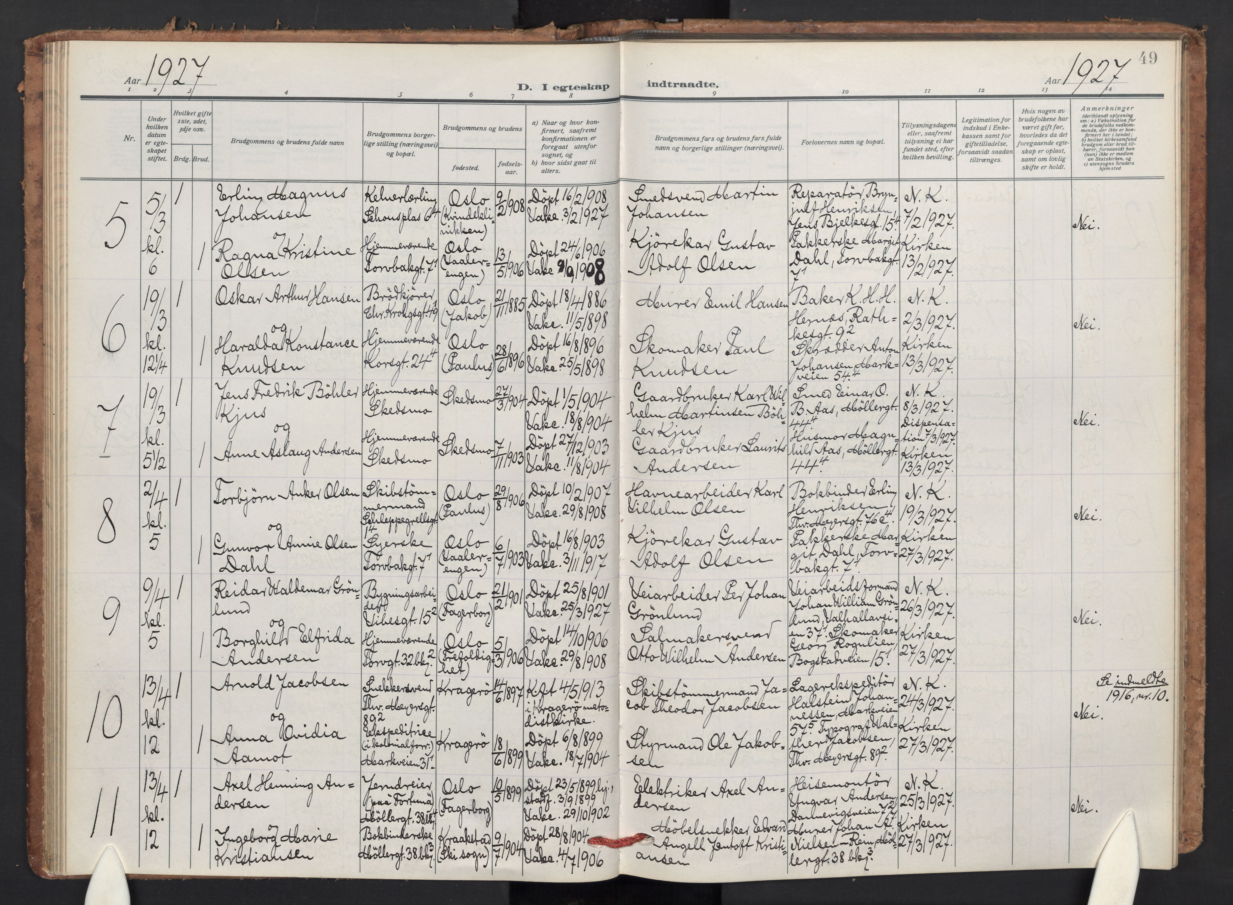 Jakob prestekontor Kirkebøker, AV/SAO-A-10850/F/Fa/L0018: Parish register (official) no. 18, 1923-1936, p. 49