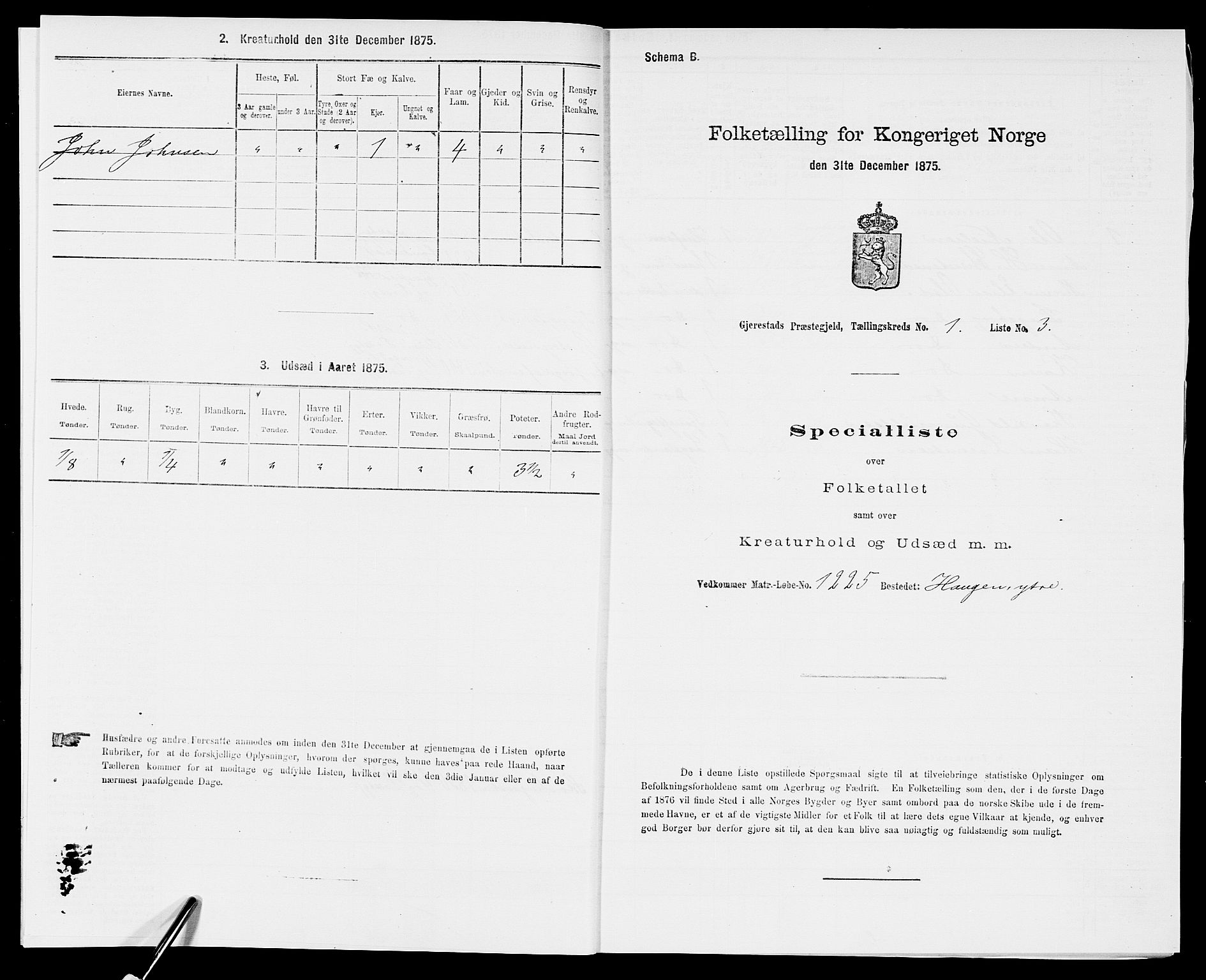 SAK, 1875 census for 0911P Gjerstad, 1875, p. 45