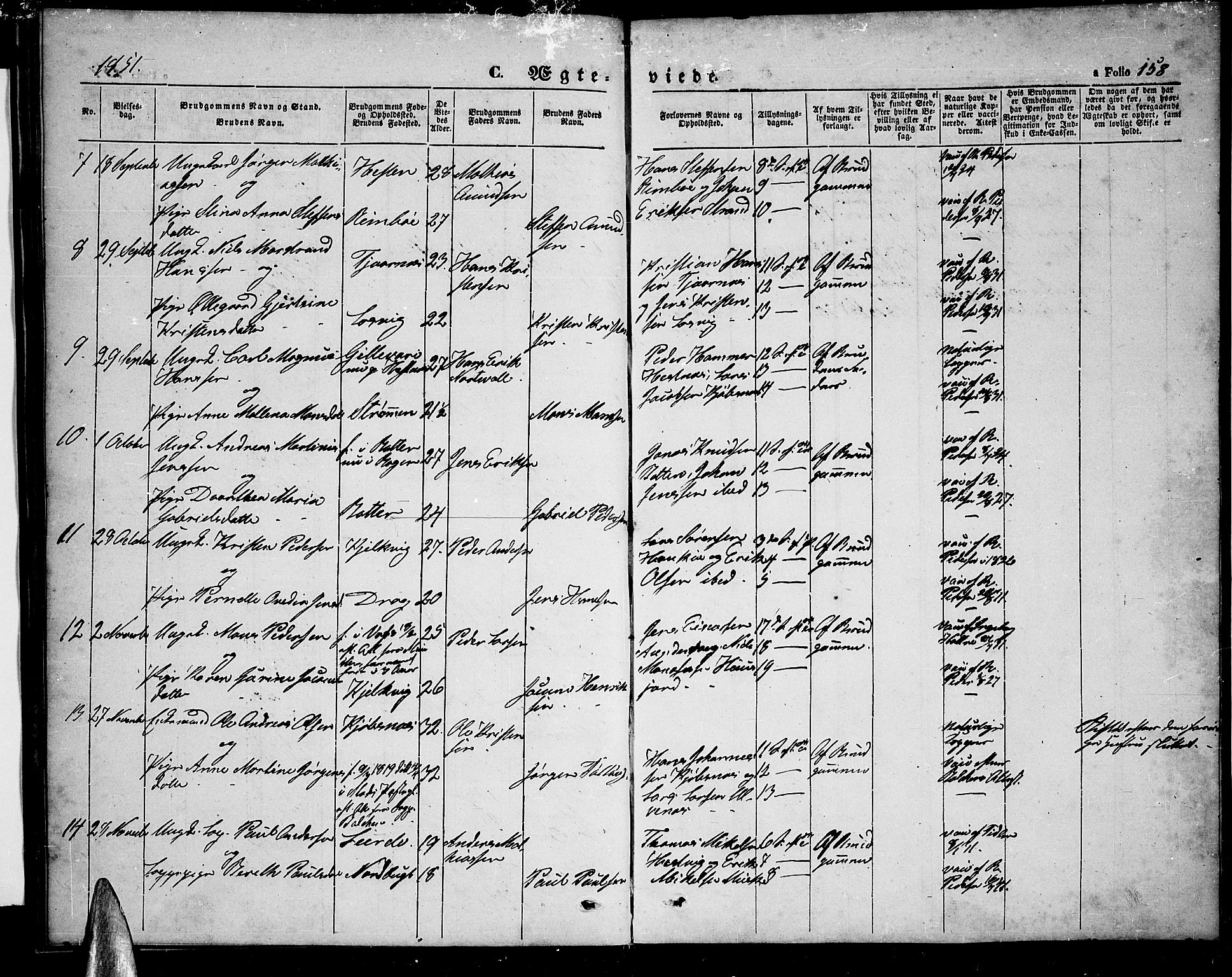 Ministerialprotokoller, klokkerbøker og fødselsregistre - Nordland, AV/SAT-A-1459/872/L1045: Parish register (copy) no. 872C01, 1840-1851, p. 158