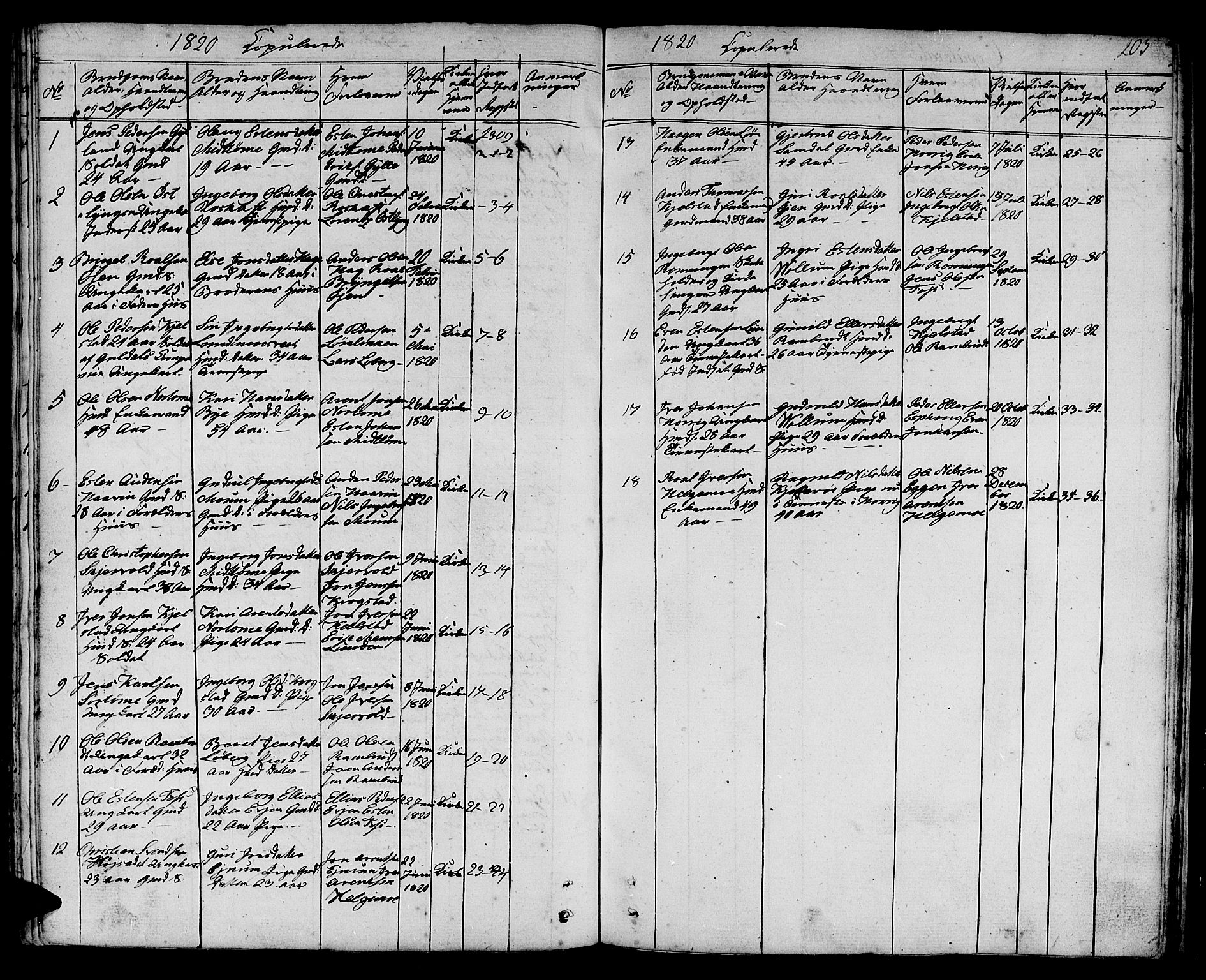 Ministerialprotokoller, klokkerbøker og fødselsregistre - Sør-Trøndelag, AV/SAT-A-1456/692/L1108: Parish register (copy) no. 692C03, 1816-1833, p. 203