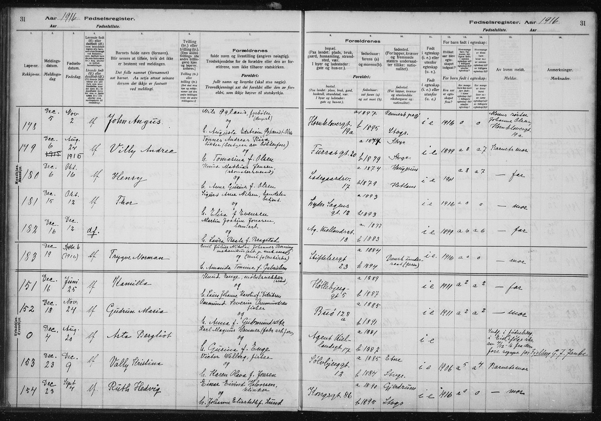 St. Petri sokneprestkontor, AV/SAST-A-101813/002/A/L0001: Birth register no. 1, 1916-1922, p. 31