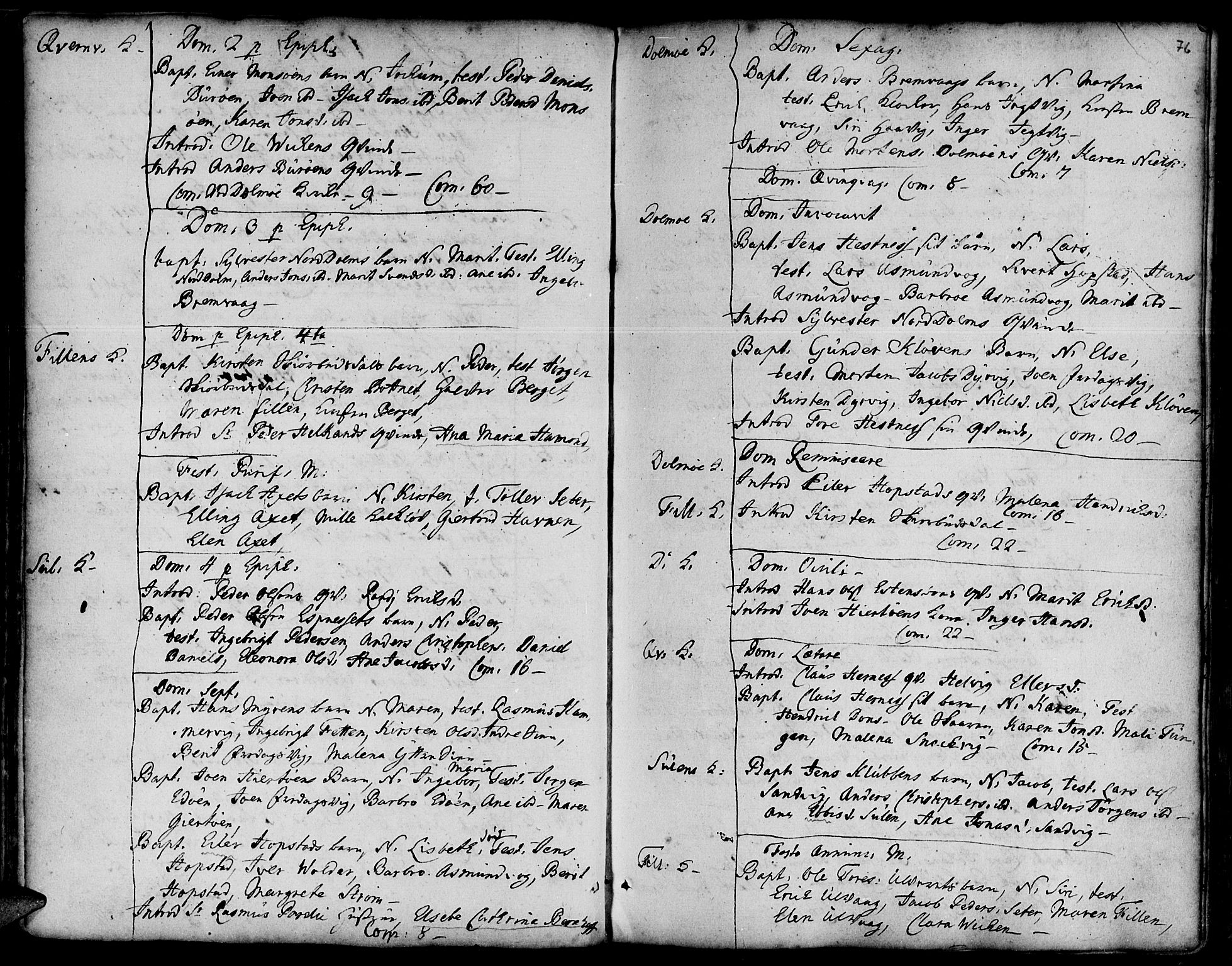 Ministerialprotokoller, klokkerbøker og fødselsregistre - Sør-Trøndelag, SAT/A-1456/634/L0525: Parish register (official) no. 634A01, 1736-1775, p. 76