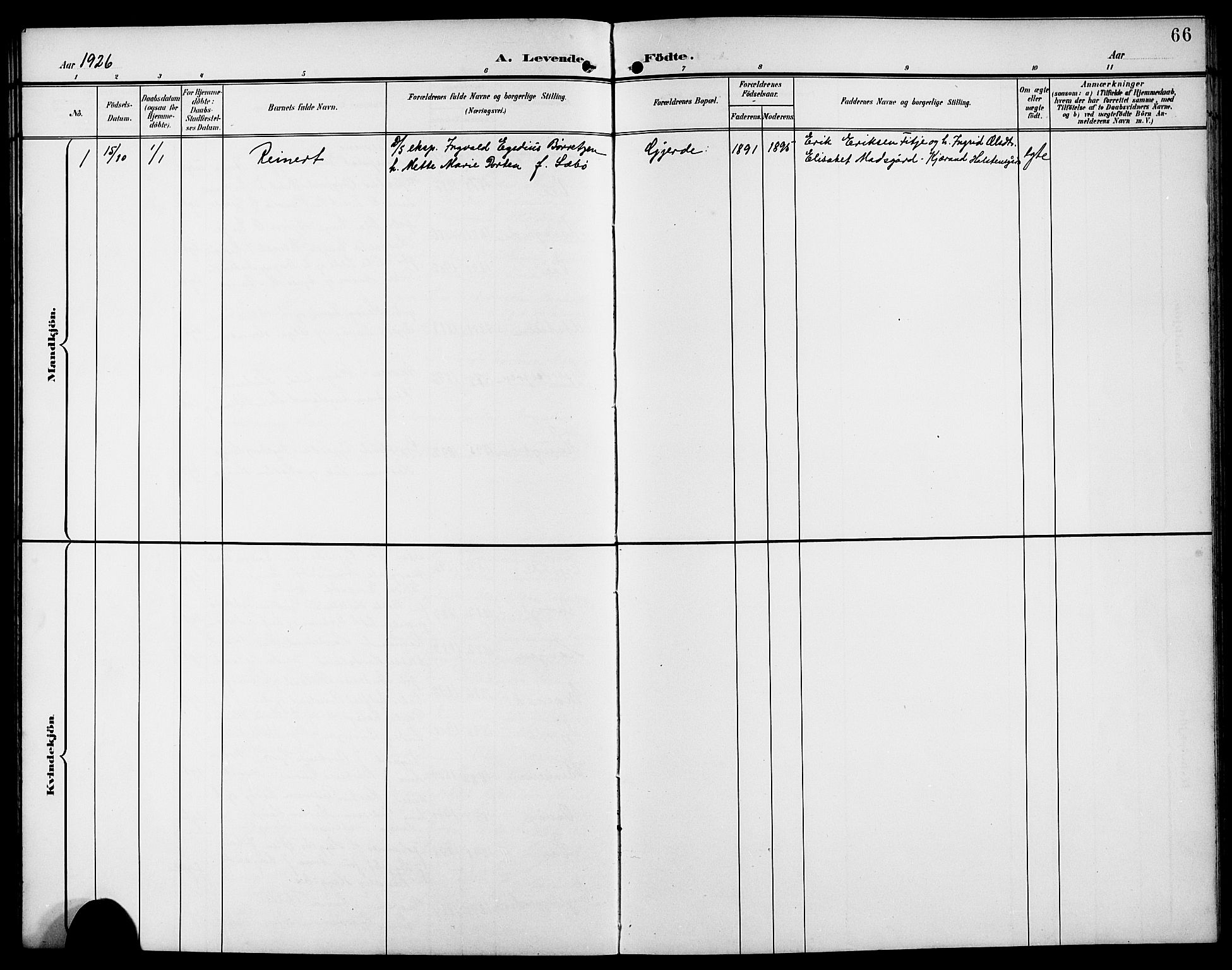 Etne sokneprestembete, SAB/A-75001/H/Hab: Parish register (copy) no. B 5, 1898-1926, p. 66