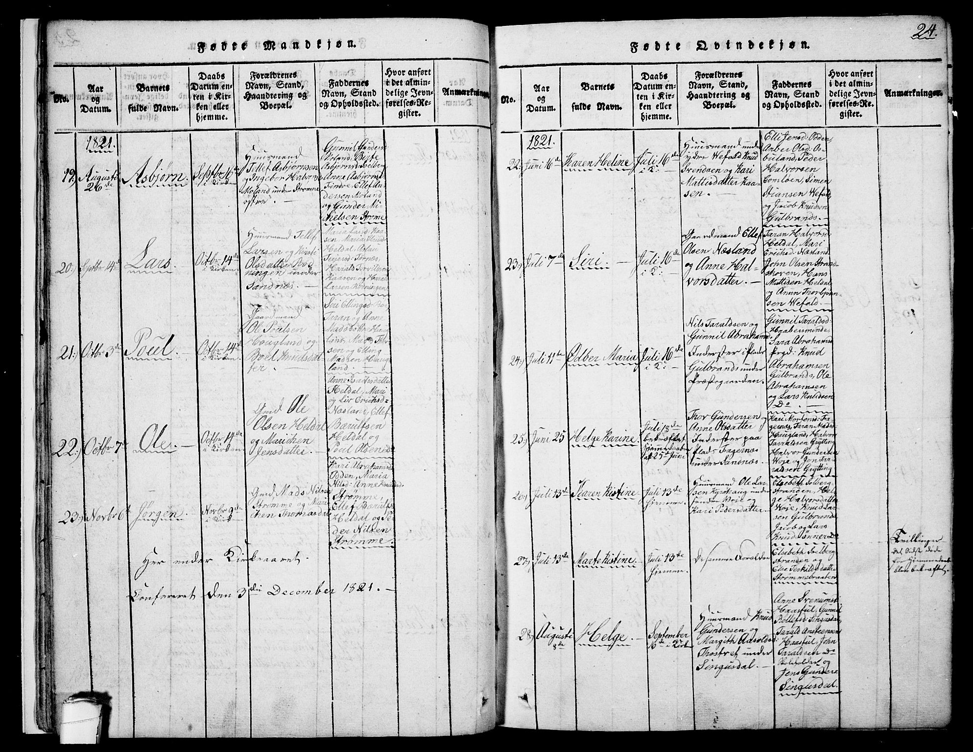 Drangedal kirkebøker, SAKO/A-258/F/Fa/L0005: Parish register (official) no. 5 /1, 1814-1831, p. 24