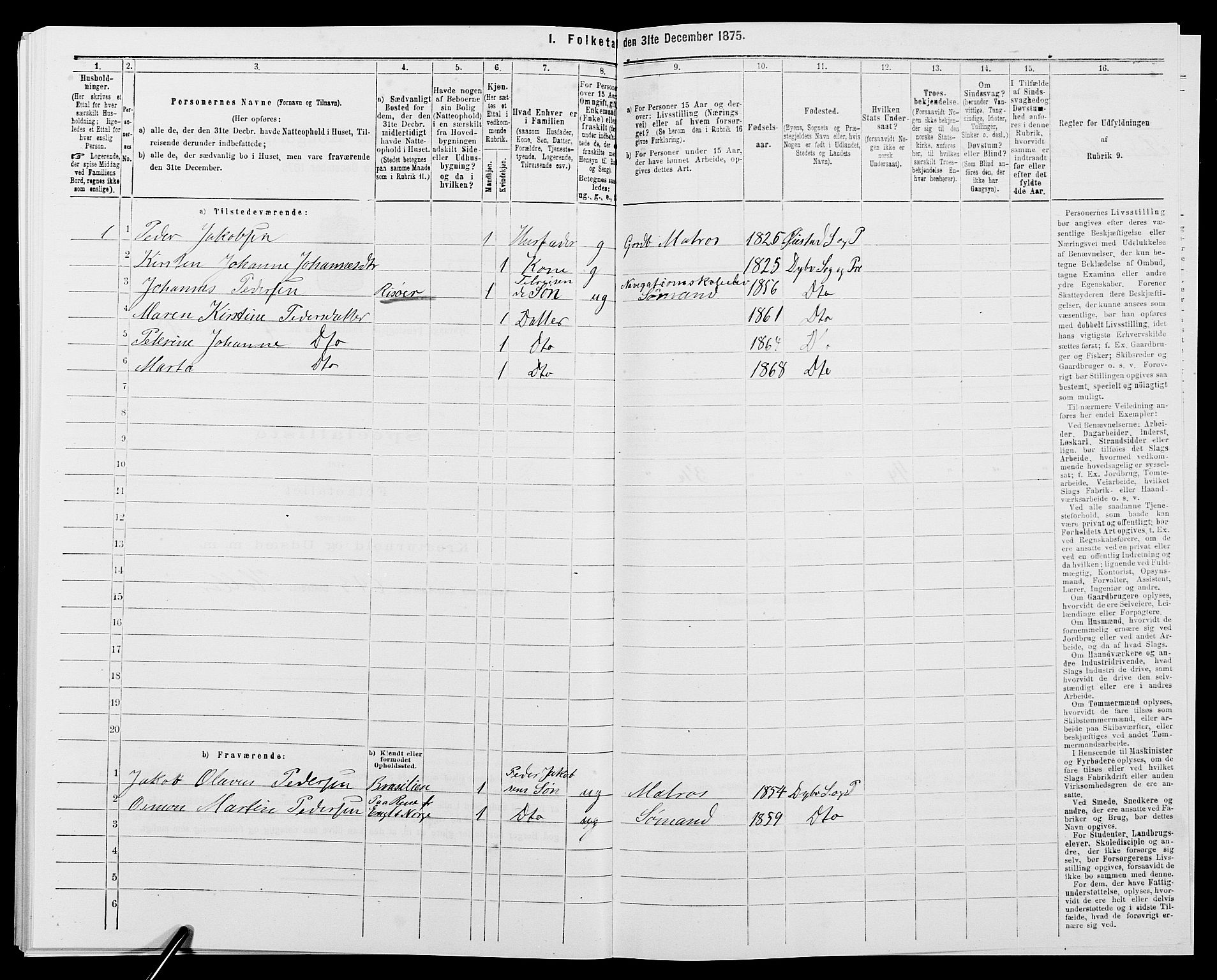 SAK, 1875 census for 0915P Dypvåg, 1875, p. 530