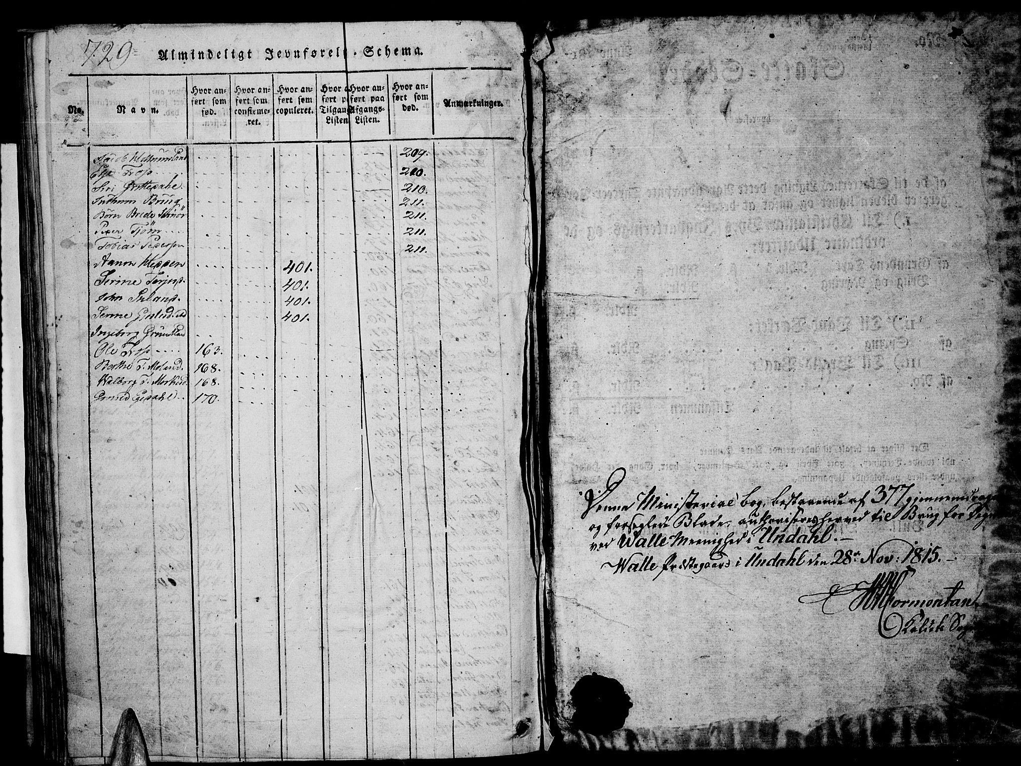 Sør-Audnedal sokneprestkontor, AV/SAK-1111-0039/F/Fb/Fbb/L0001: Parish register (copy) no. B 1, 1815-1827, p. 729-730