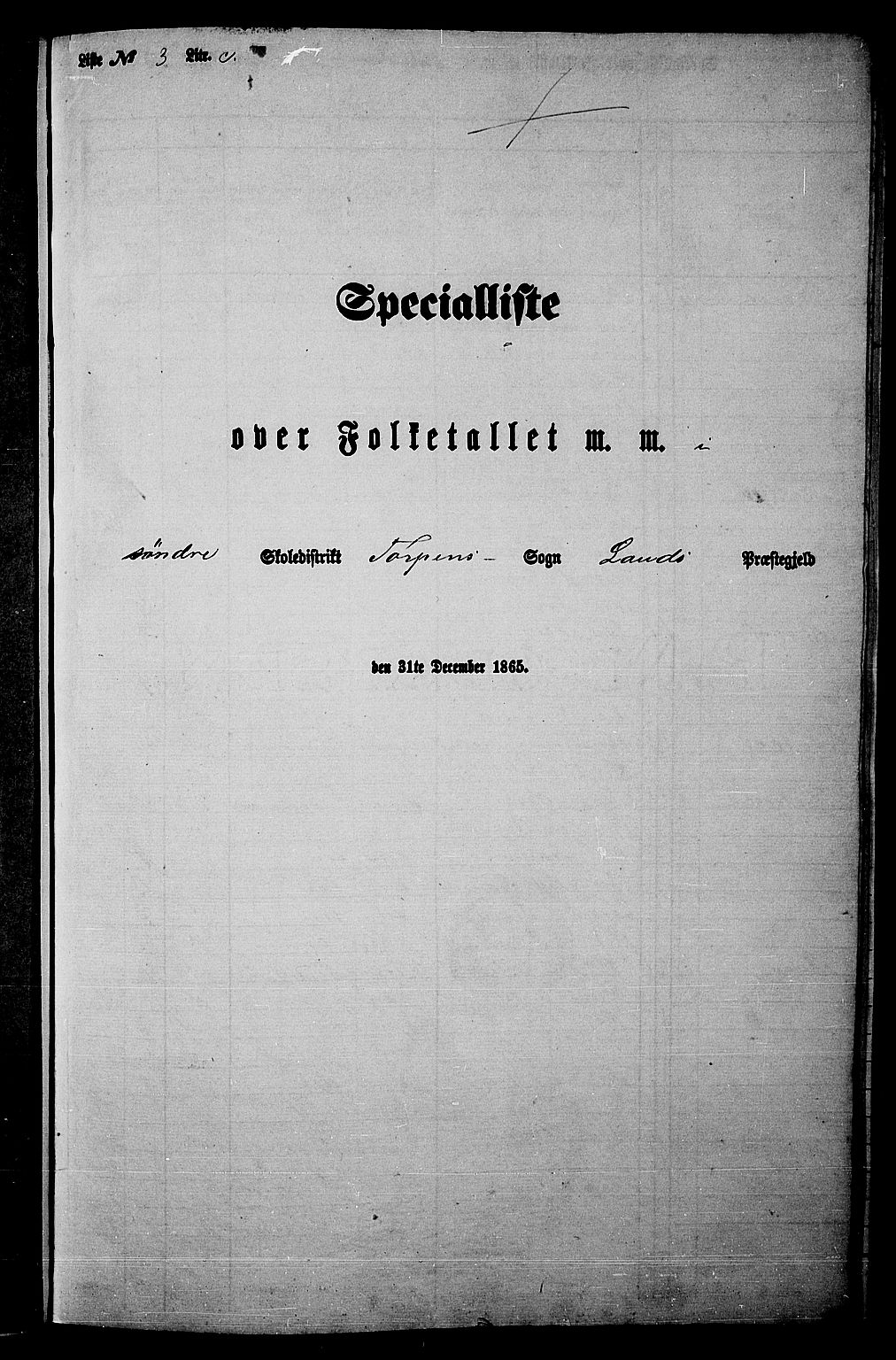 RA, 1865 census for Land, 1865, p. 101