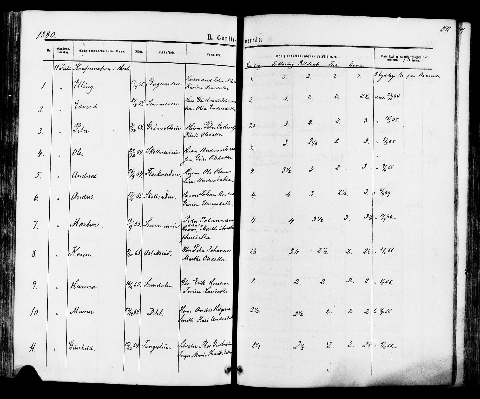 Ådal kirkebøker, SAKO/A-248/F/Fa/L0001: Parish register (official) no. I 1, 1857-1883, p. 367