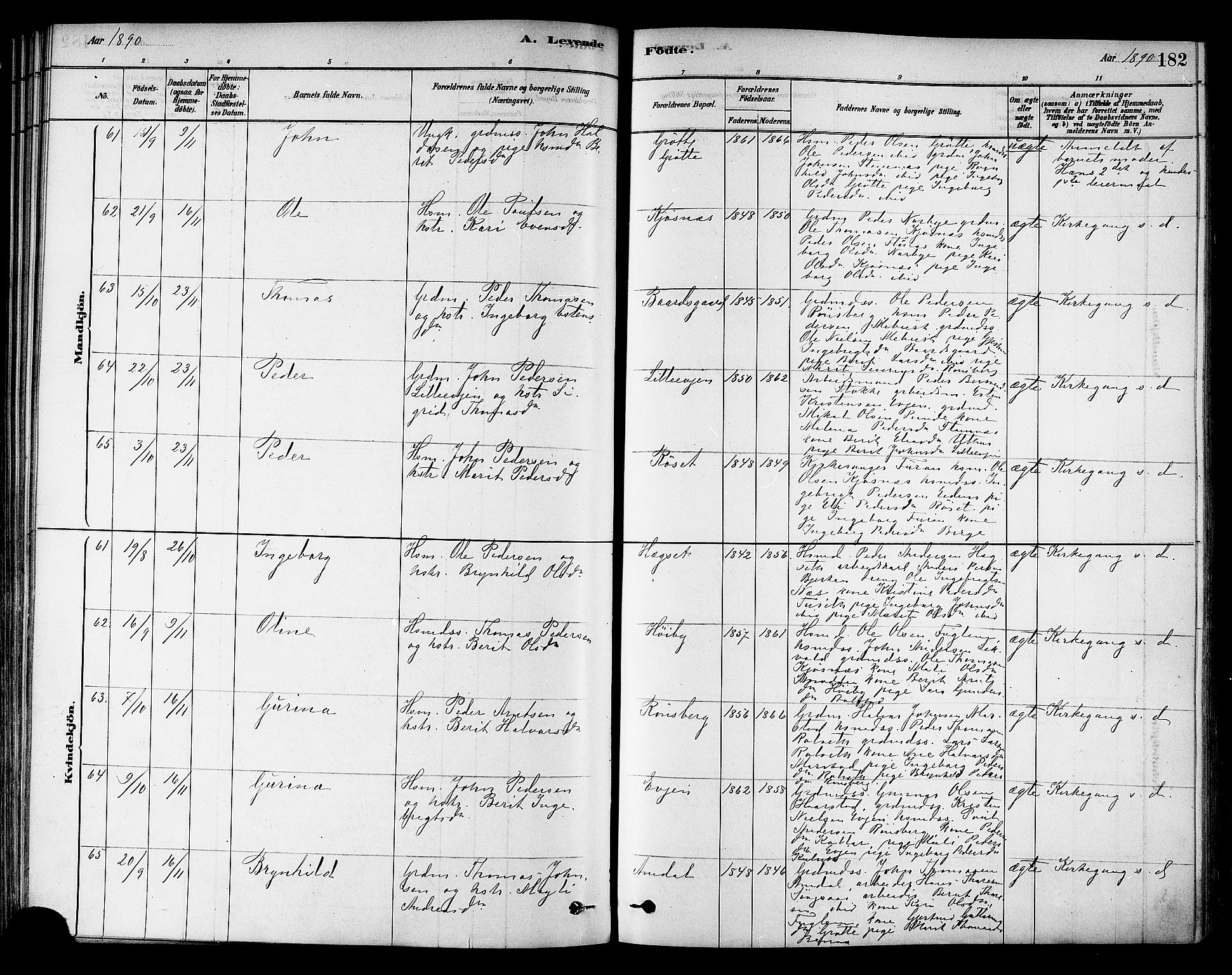 Ministerialprotokoller, klokkerbøker og fødselsregistre - Sør-Trøndelag, AV/SAT-A-1456/695/L1148: Parish register (official) no. 695A08, 1878-1891, p. 182