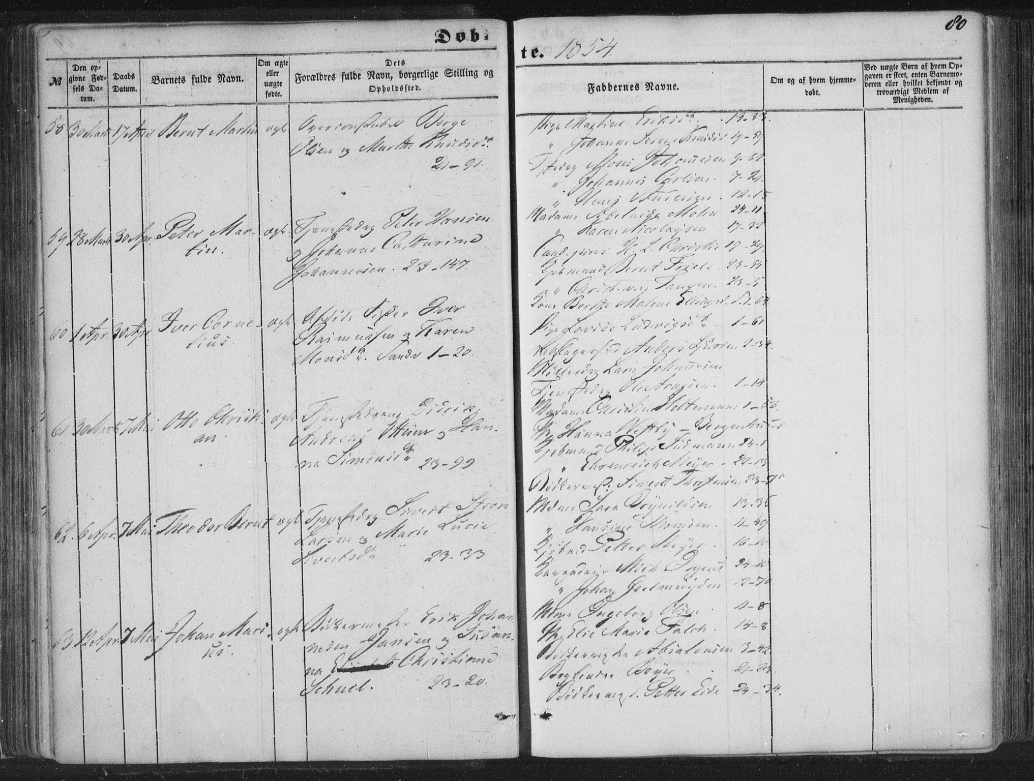 Korskirken sokneprestembete, SAB/A-76101/H/Haa/L0017: Parish register (official) no. B 3, 1851-1857, p. 80