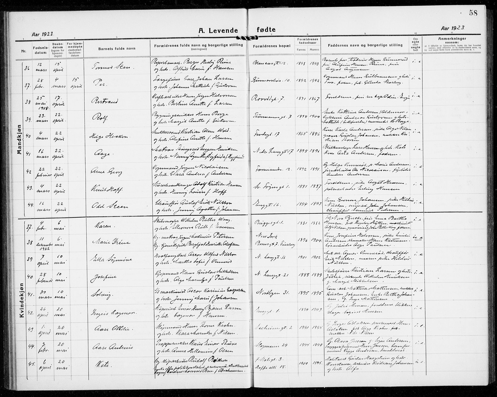 Tønsberg kirkebøker, AV/SAKO-A-330/G/Ga/L0010: Parish register (copy) no. 10, 1920-1942, p. 58