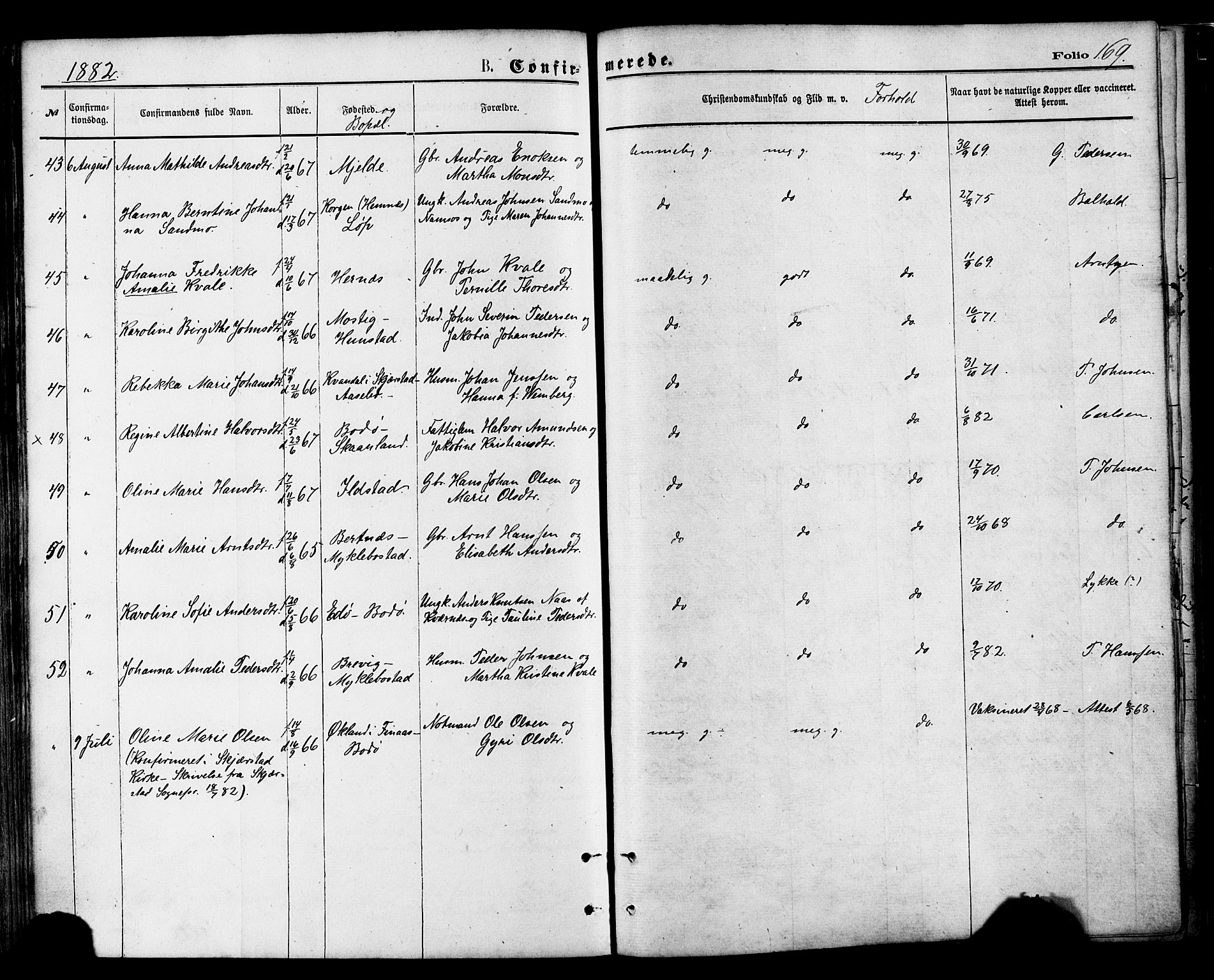 Ministerialprotokoller, klokkerbøker og fødselsregistre - Nordland, SAT/A-1459/801/L0009: Parish register (official) no. 801A09, 1876-1883, p. 169