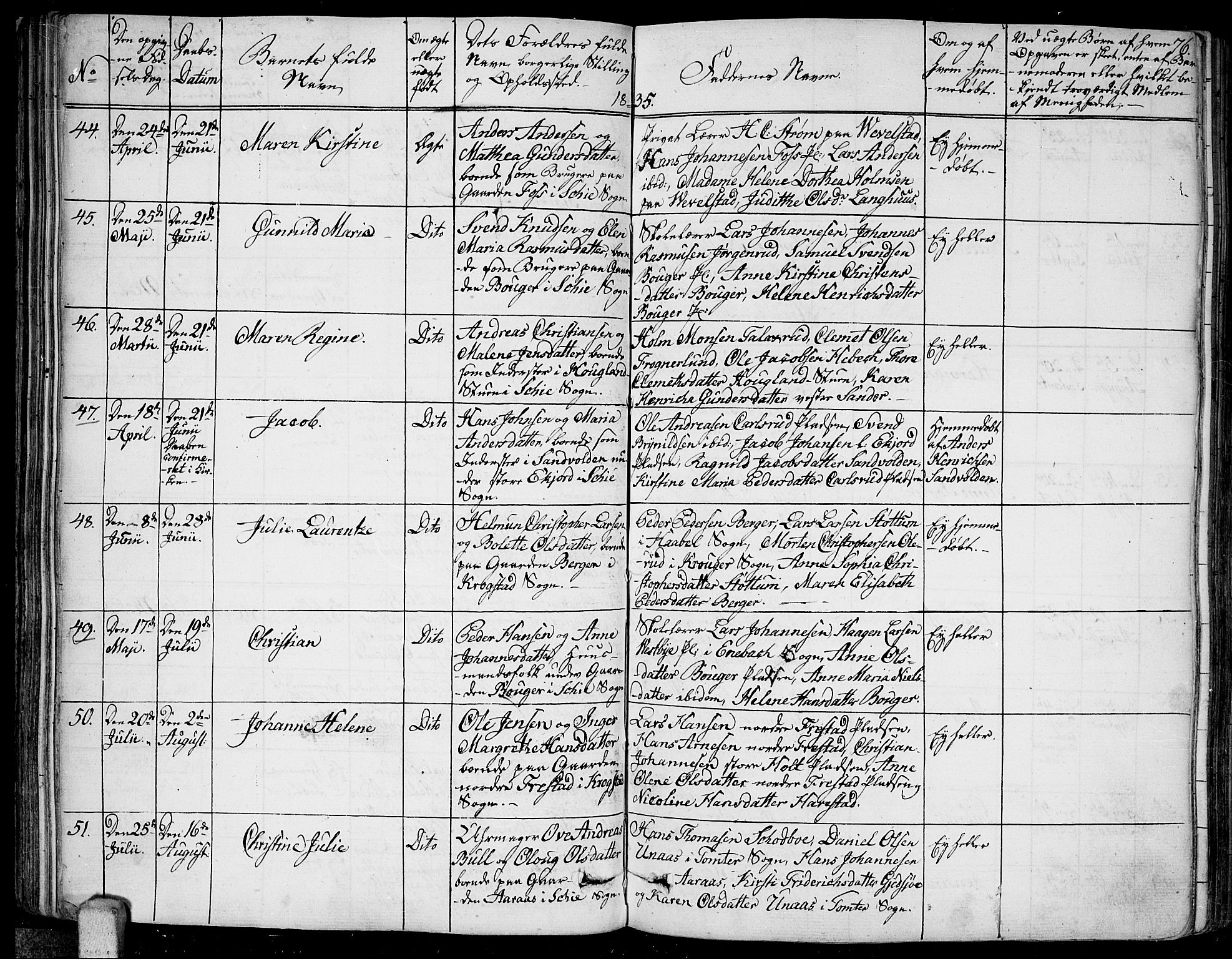 Kråkstad prestekontor Kirkebøker, SAO/A-10125a/F/Fa/L0004: Parish register (official) no. I 4, 1825-1837, p. 76