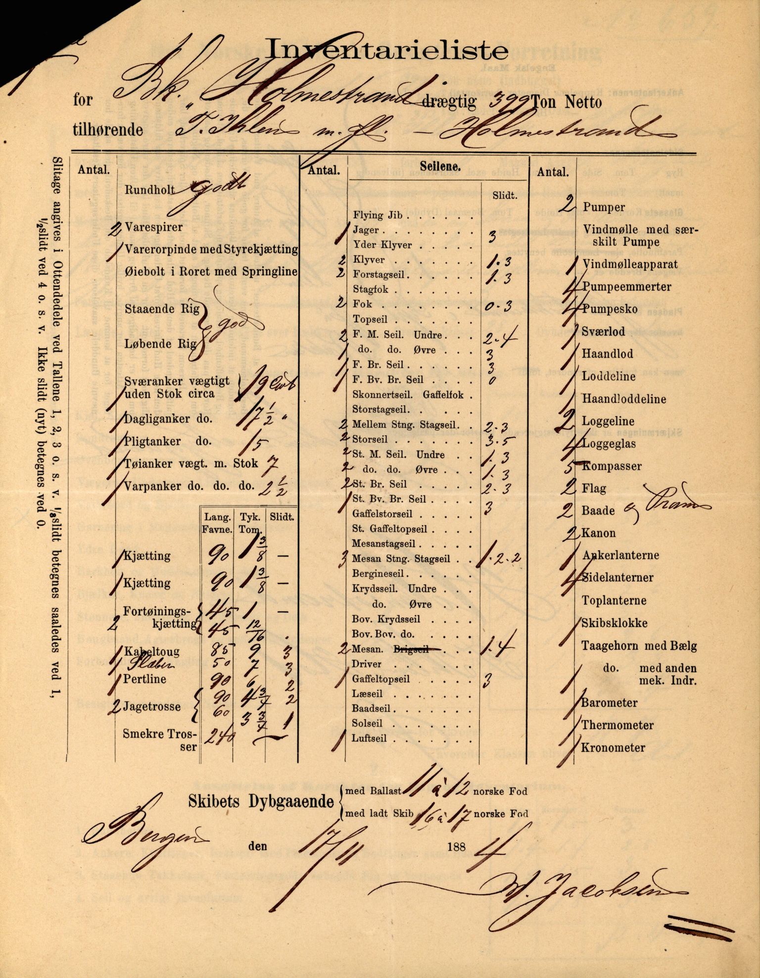 Pa 63 - Østlandske skibsassuranceforening, VEMU/A-1079/G/Ga/L0017/0013: Havaridokumenter / Diaz, Holmestrand, Kalliope, Olaf Trygvason, Norafjeld, 1884, p. 18