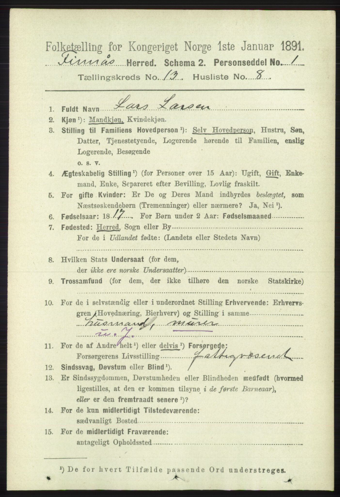 RA, 1891 census for 1218 Finnås, 1891, p. 5641