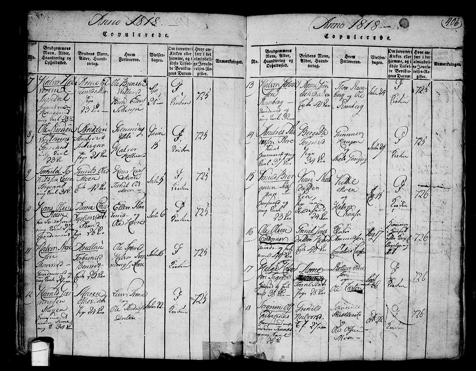 Heddal kirkebøker, AV/SAKO-A-268/F/Fa/L0005: Parish register (official) no. I 5, 1814-1837, p. 405-406