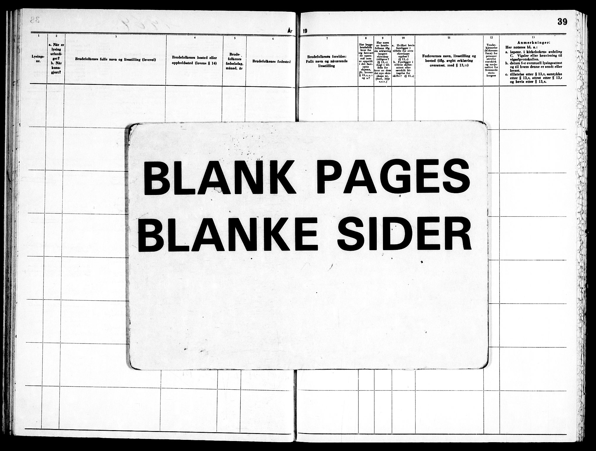 Trøgstad prestekontor Kirkebøker, SAO/A-10925/H/Ha/L0002: Banns register no. 2, 1957-1969, p. 39