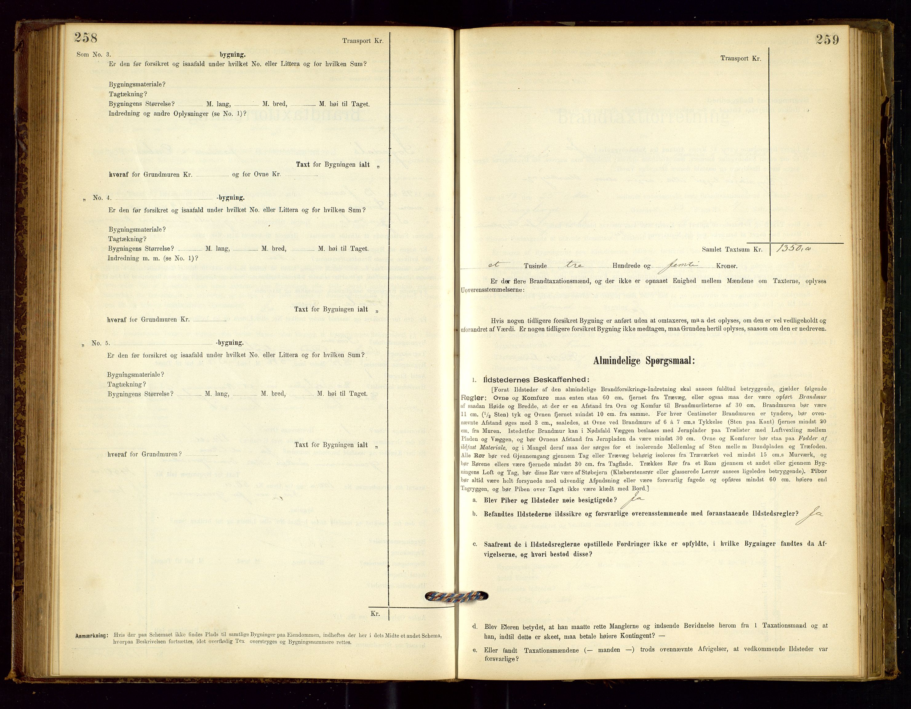 Sokndal lensmannskontor, AV/SAST-A-100417/Gob/L0001: "Brandtaxt-Protokol", 1895-1902, p. 258-259