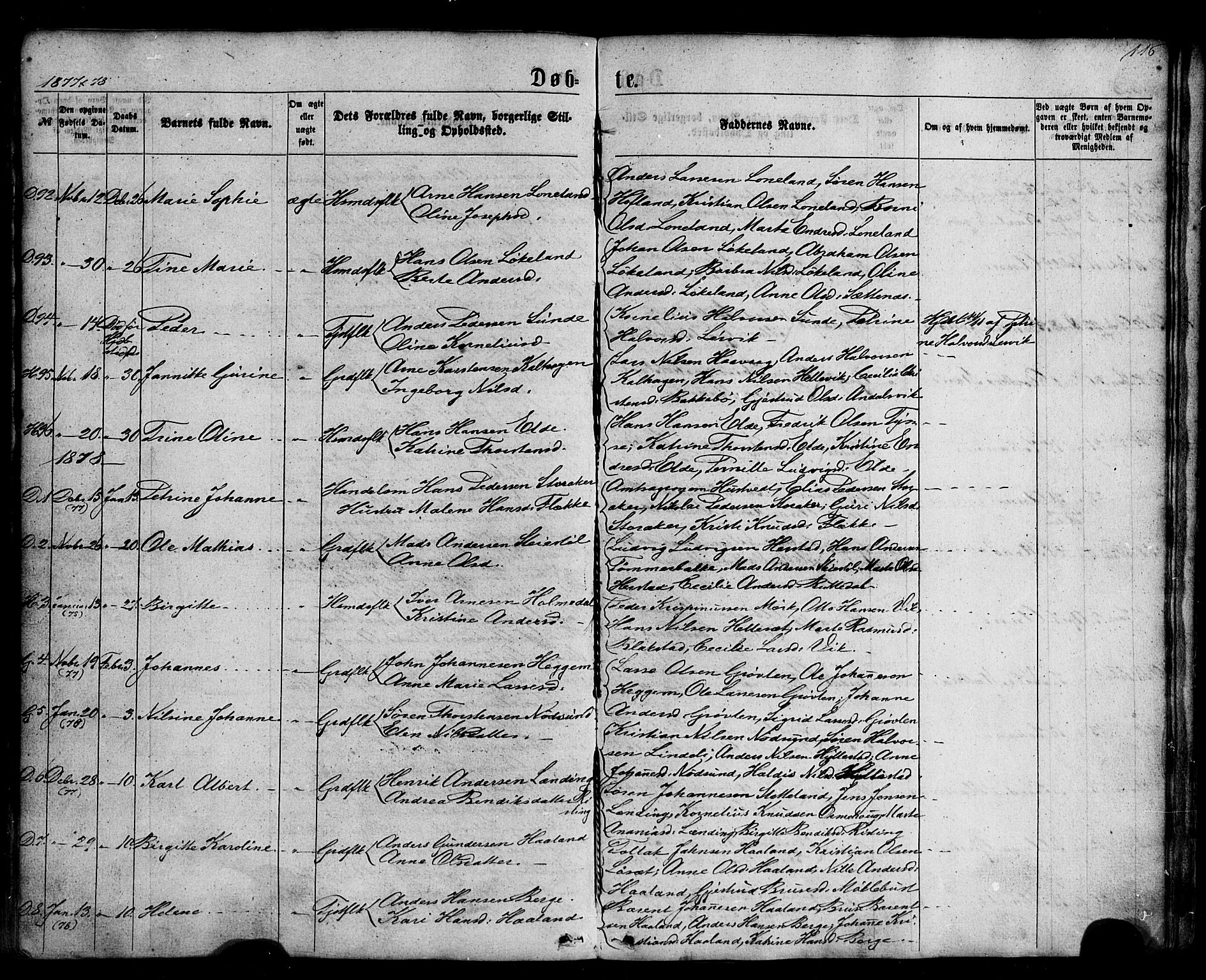 Fjaler sokneprestembete, AV/SAB-A-79801/H/Haa/Haaa/L0007: Parish register (official) no. A 7, 1862-1881, p. 116