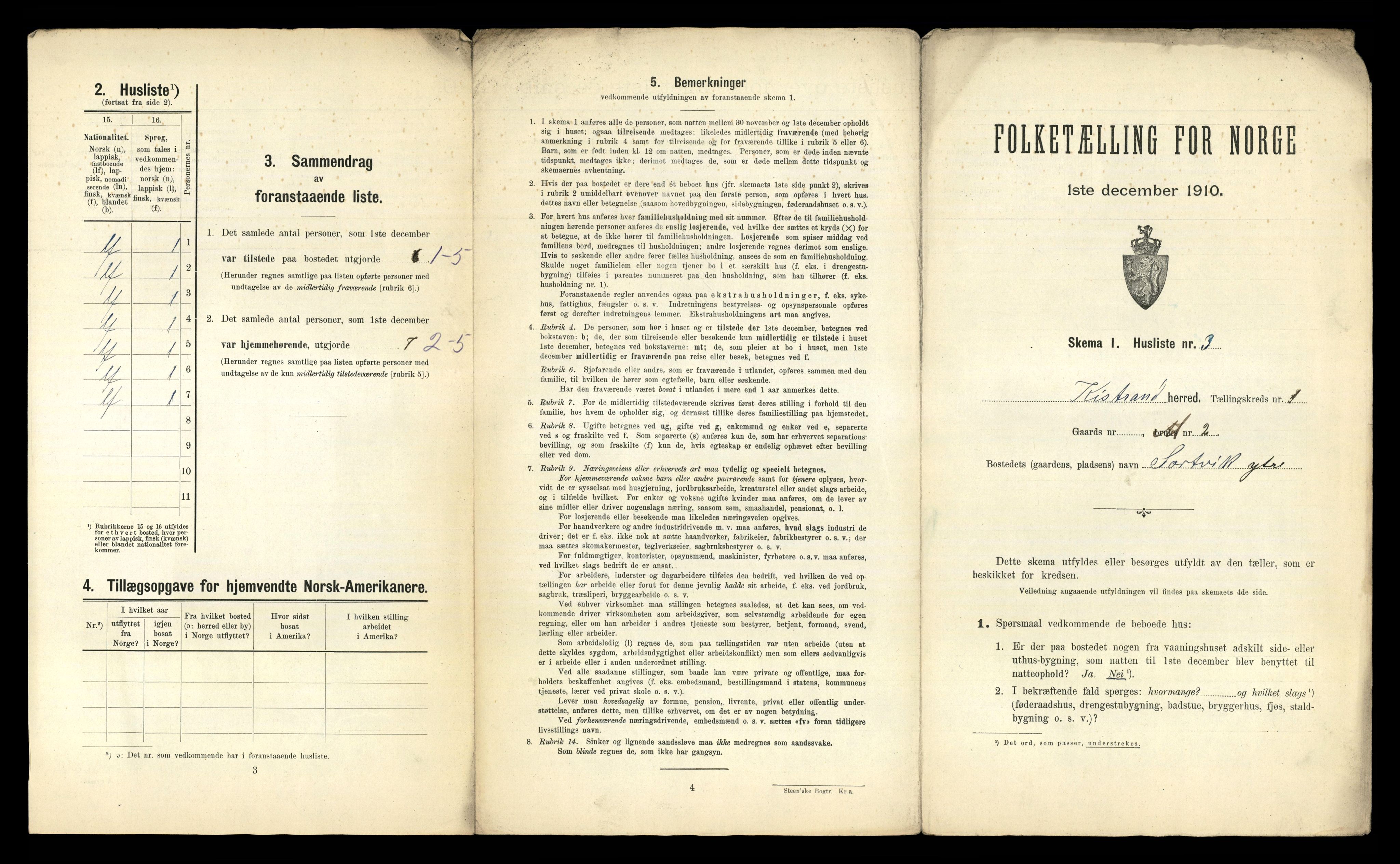 RA, 1910 census for Kistrand, 1910, p. 29