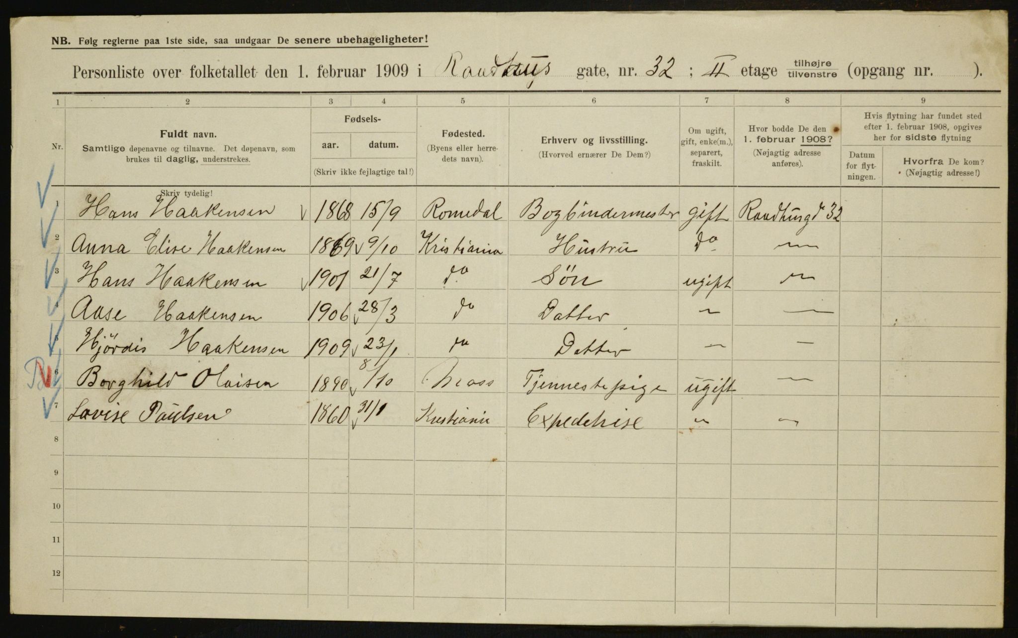 OBA, Municipal Census 1909 for Kristiania, 1909, p. 78568