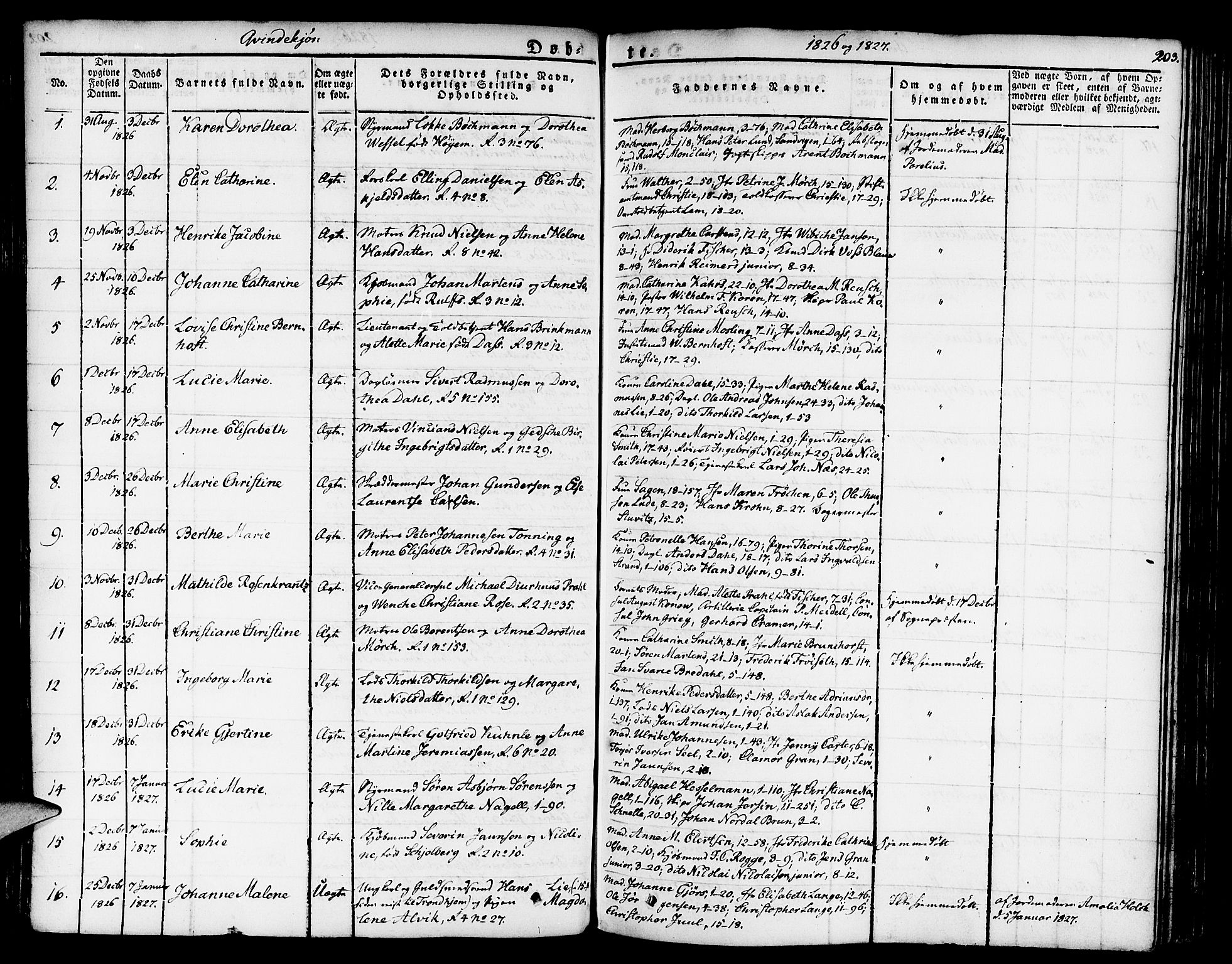 Nykirken Sokneprestembete, SAB/A-77101/H/Haa/L0012: Parish register (official) no. A 12, 1821-1844, p. 203
