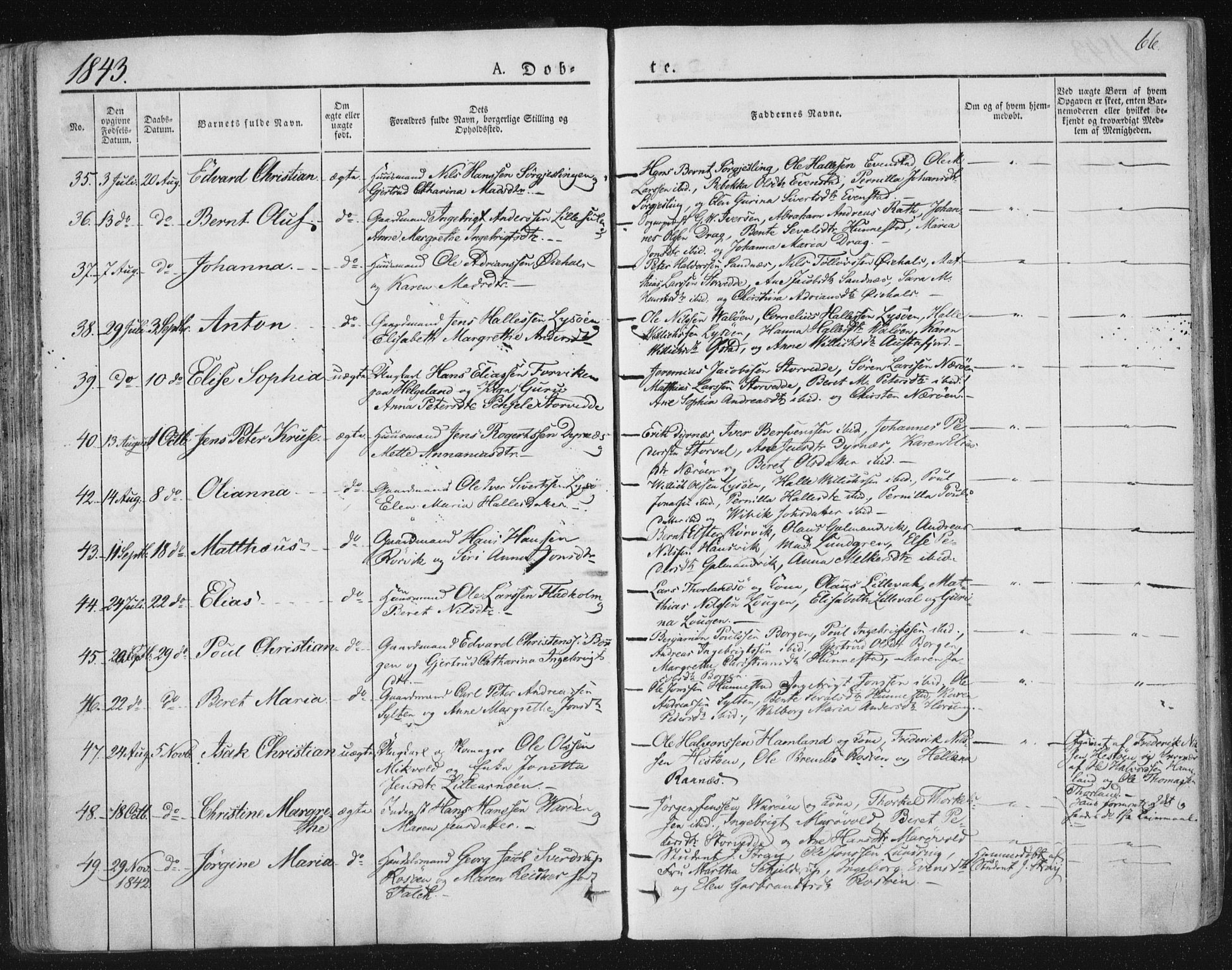 Ministerialprotokoller, klokkerbøker og fødselsregistre - Nord-Trøndelag, SAT/A-1458/784/L0669: Parish register (official) no. 784A04, 1829-1859, p. 66