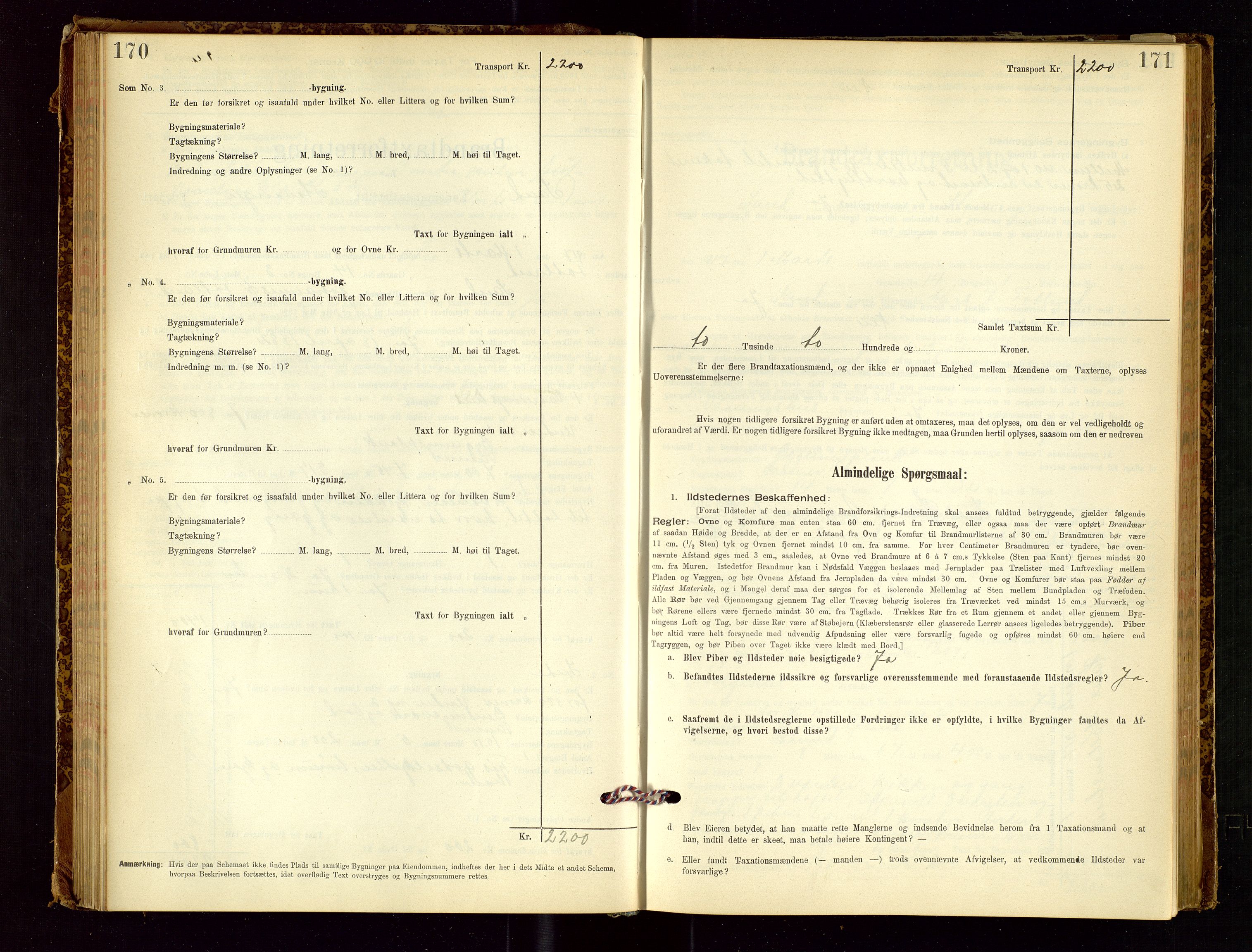 Sand lensmannskontor, AV/SAST-A-100415/Goc/L0001: "Brandtaxationsprotokol", 1895-1935, p. 170-171