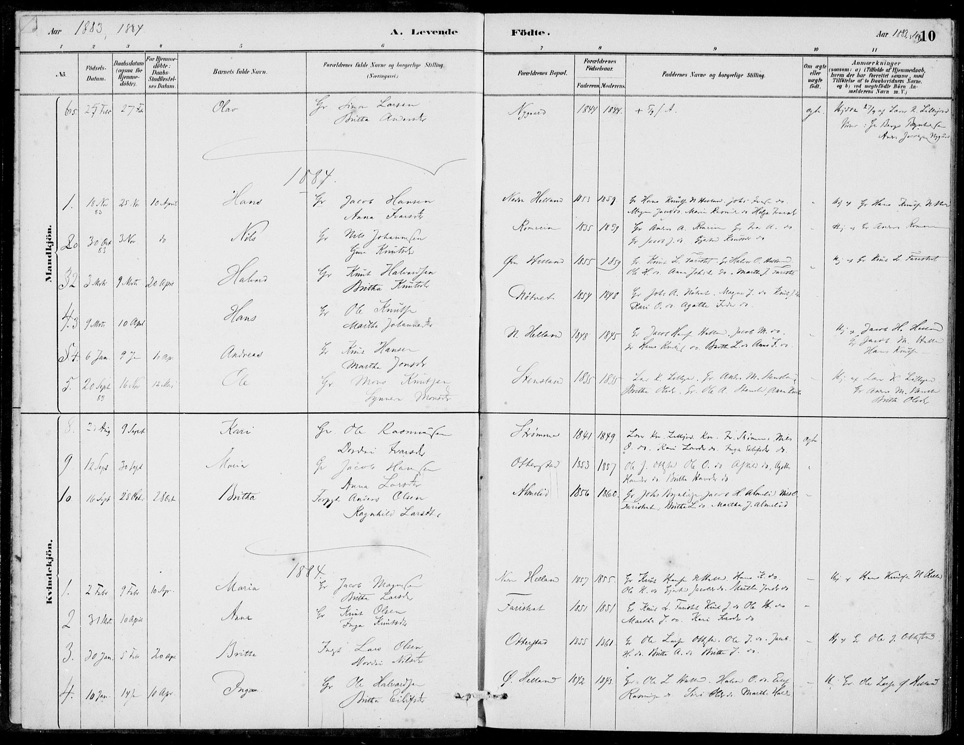 Hosanger sokneprestembete, SAB/A-75801/H/Haa: Parish register (official) no. C  1, 1880-1900, p. 10