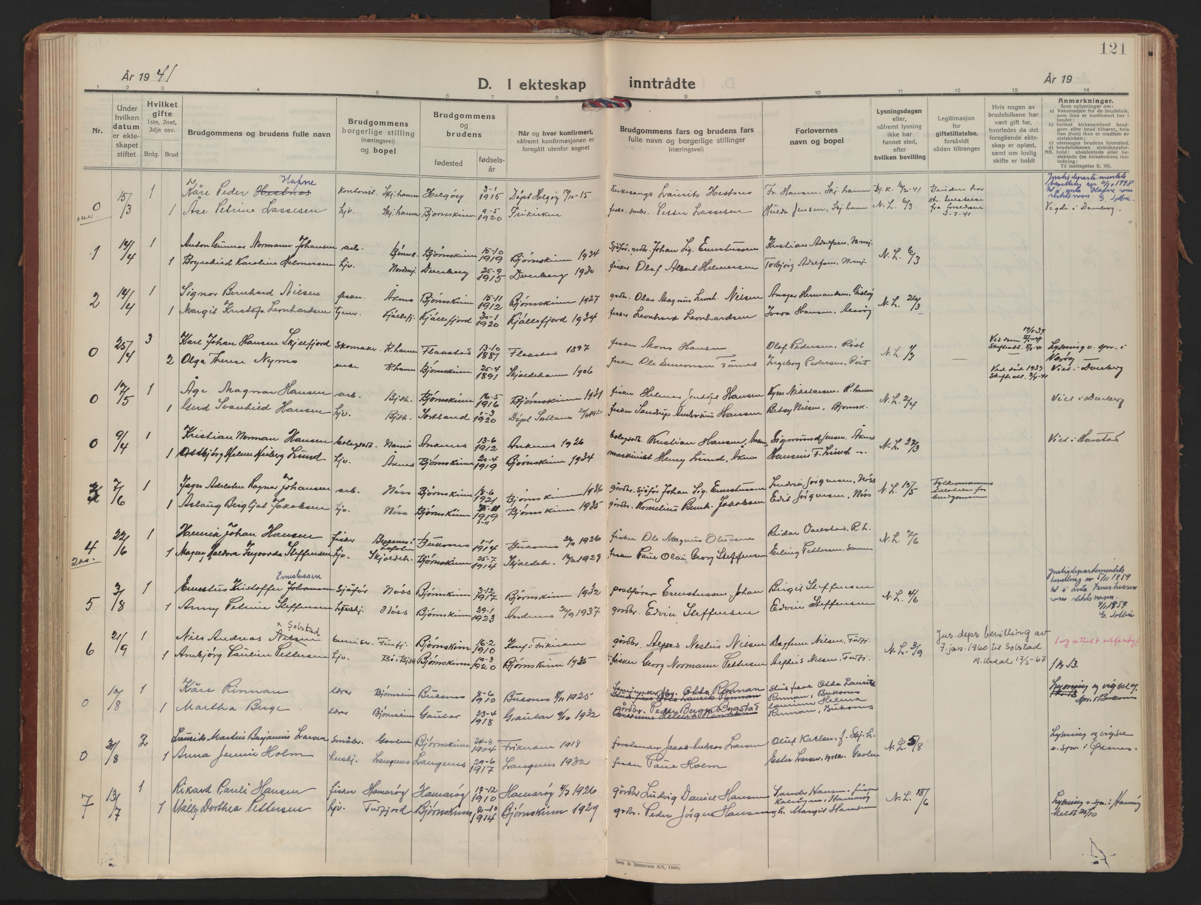 Ministerialprotokoller, klokkerbøker og fødselsregistre - Nordland, AV/SAT-A-1459/898/L1424: Parish register (official) no. 898A04, 1928-1946, p. 121