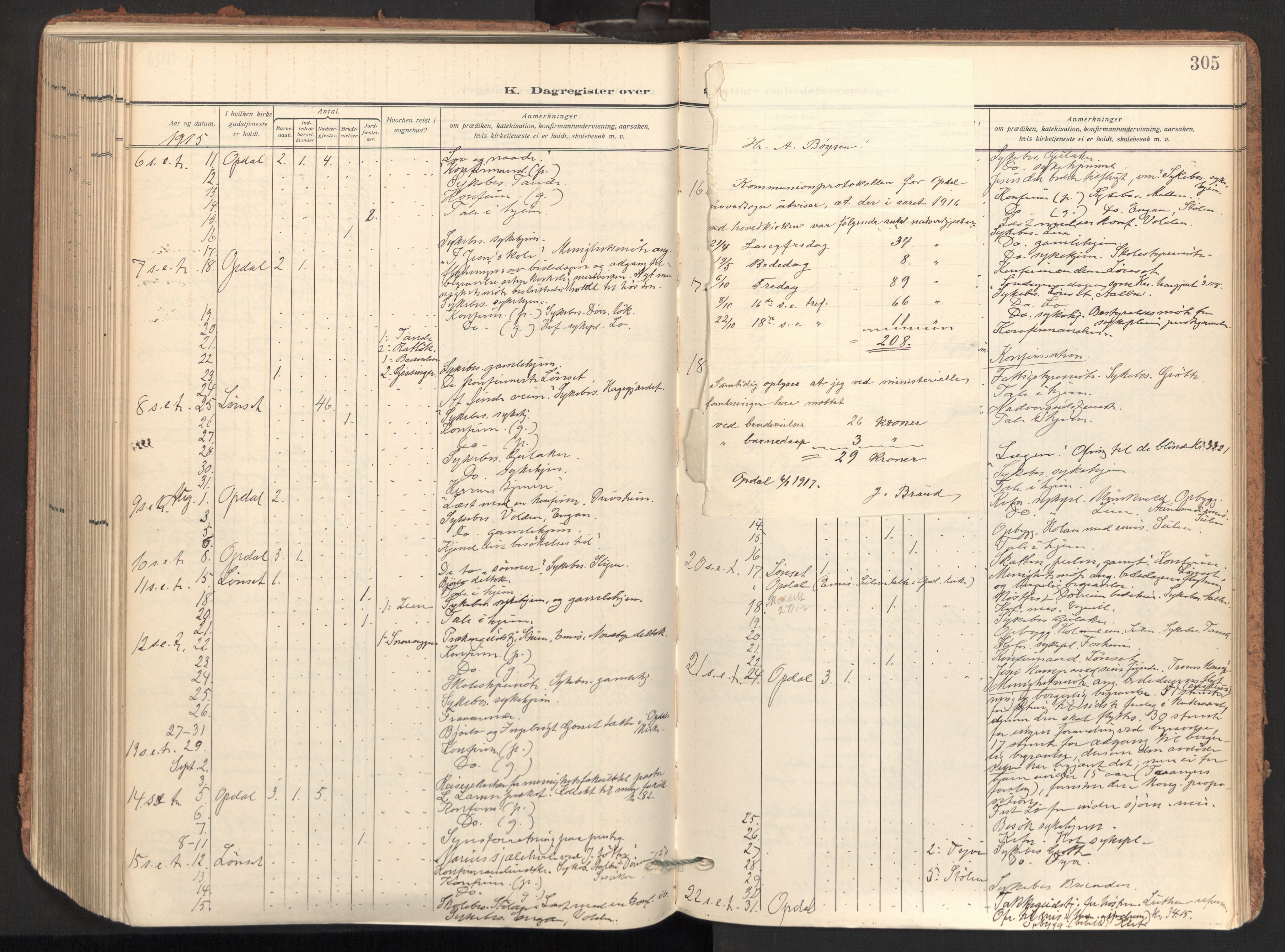 Ministerialprotokoller, klokkerbøker og fødselsregistre - Sør-Trøndelag, SAT/A-1456/678/L0909: Parish register (official) no. 678A17, 1912-1930, p. 305