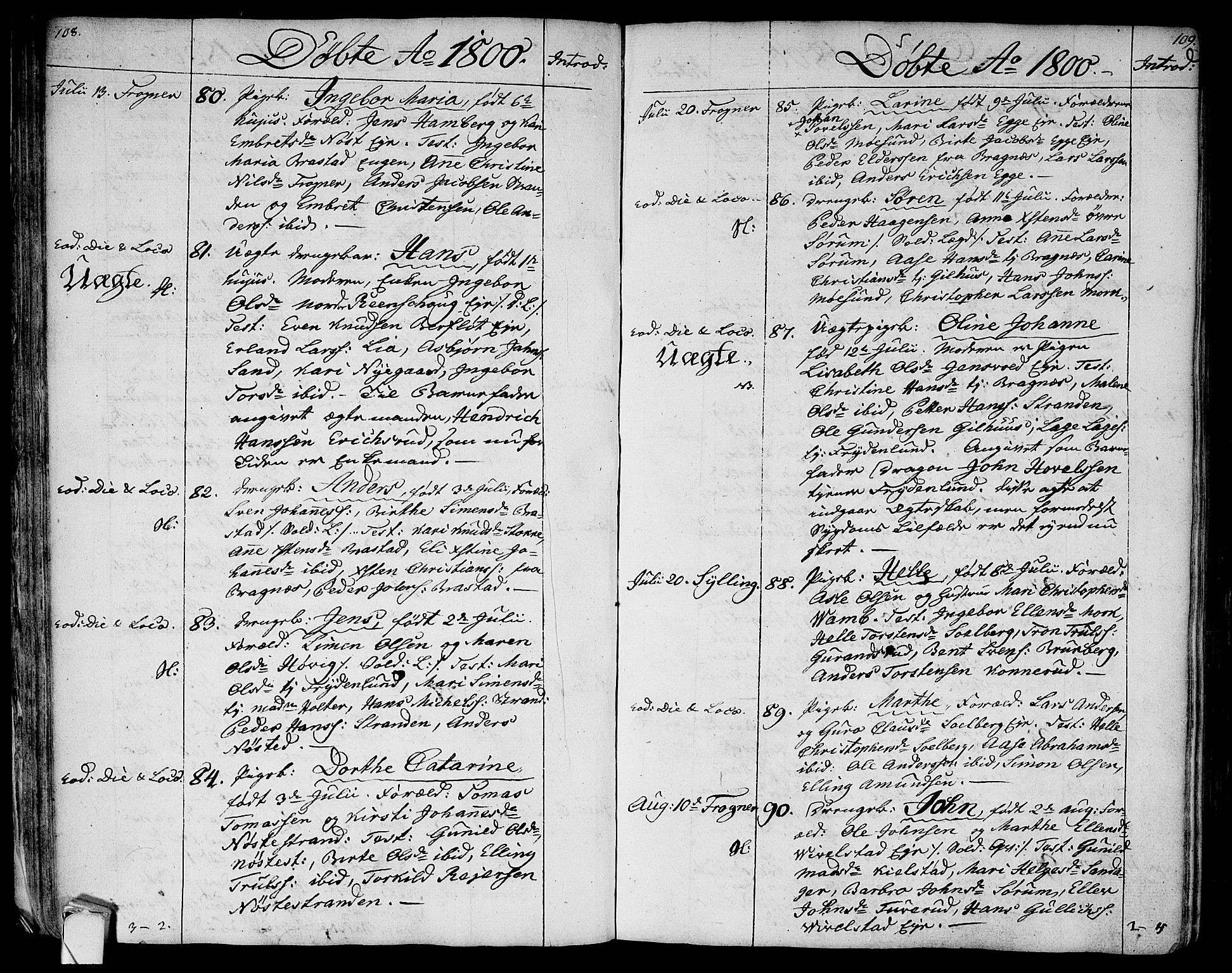Lier kirkebøker, SAKO/A-230/F/Fa/L0007: Parish register (official) no. I 7, 1794-1813, p. 108-109