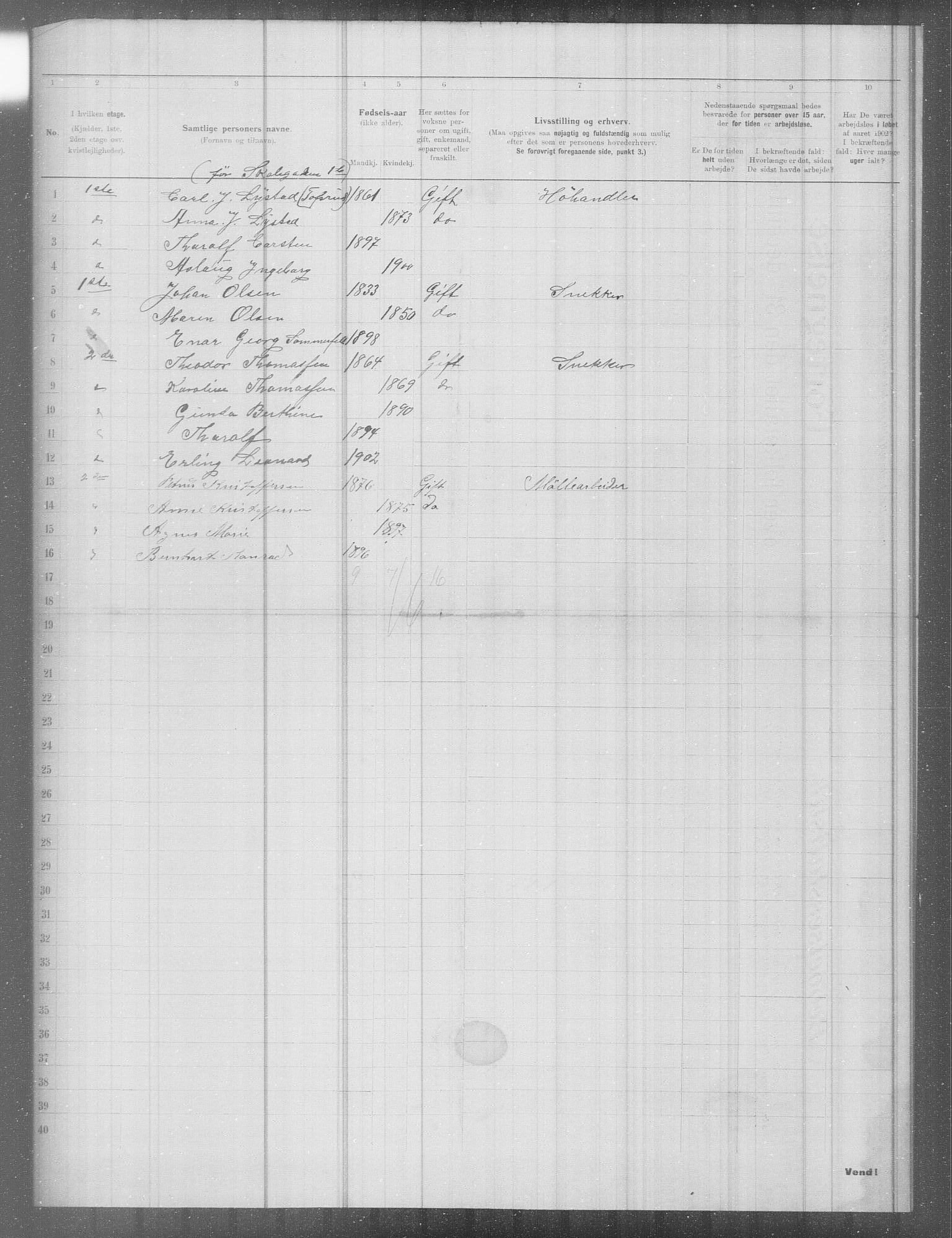 OBA, Municipal Census 1902 for Kristiania, 1902, p. 6664