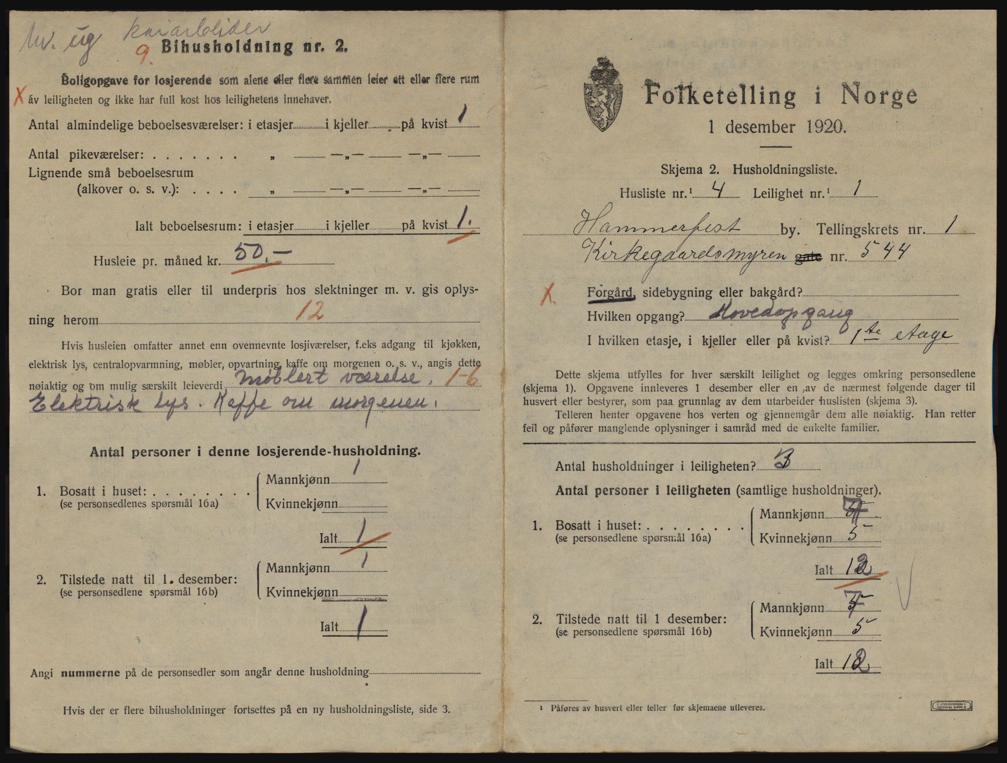 SATØ, 1920 census for Hammerfest, 1920, p. 1038