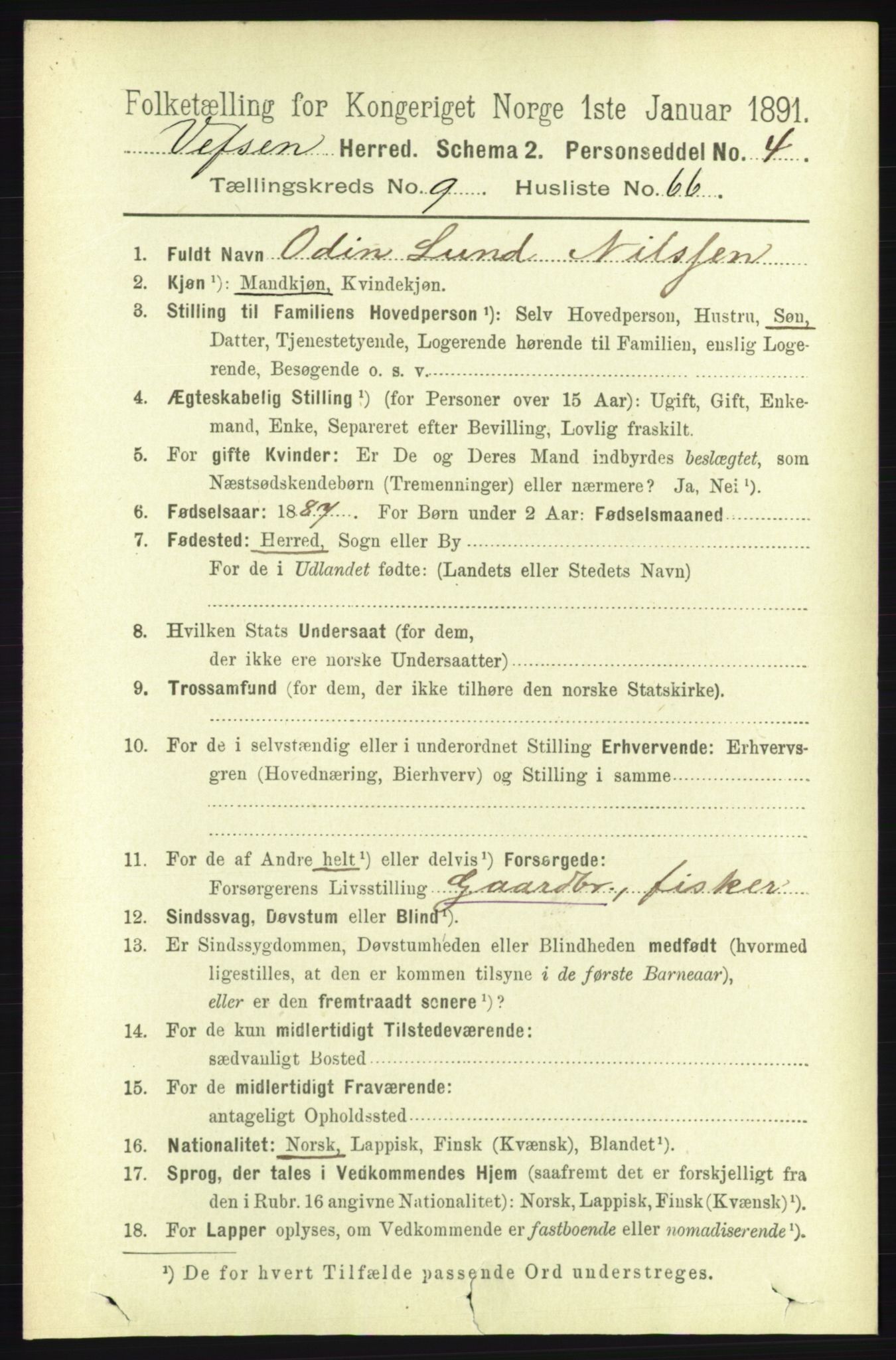 RA, 1891 census for 1824 Vefsn, 1891, p. 5121