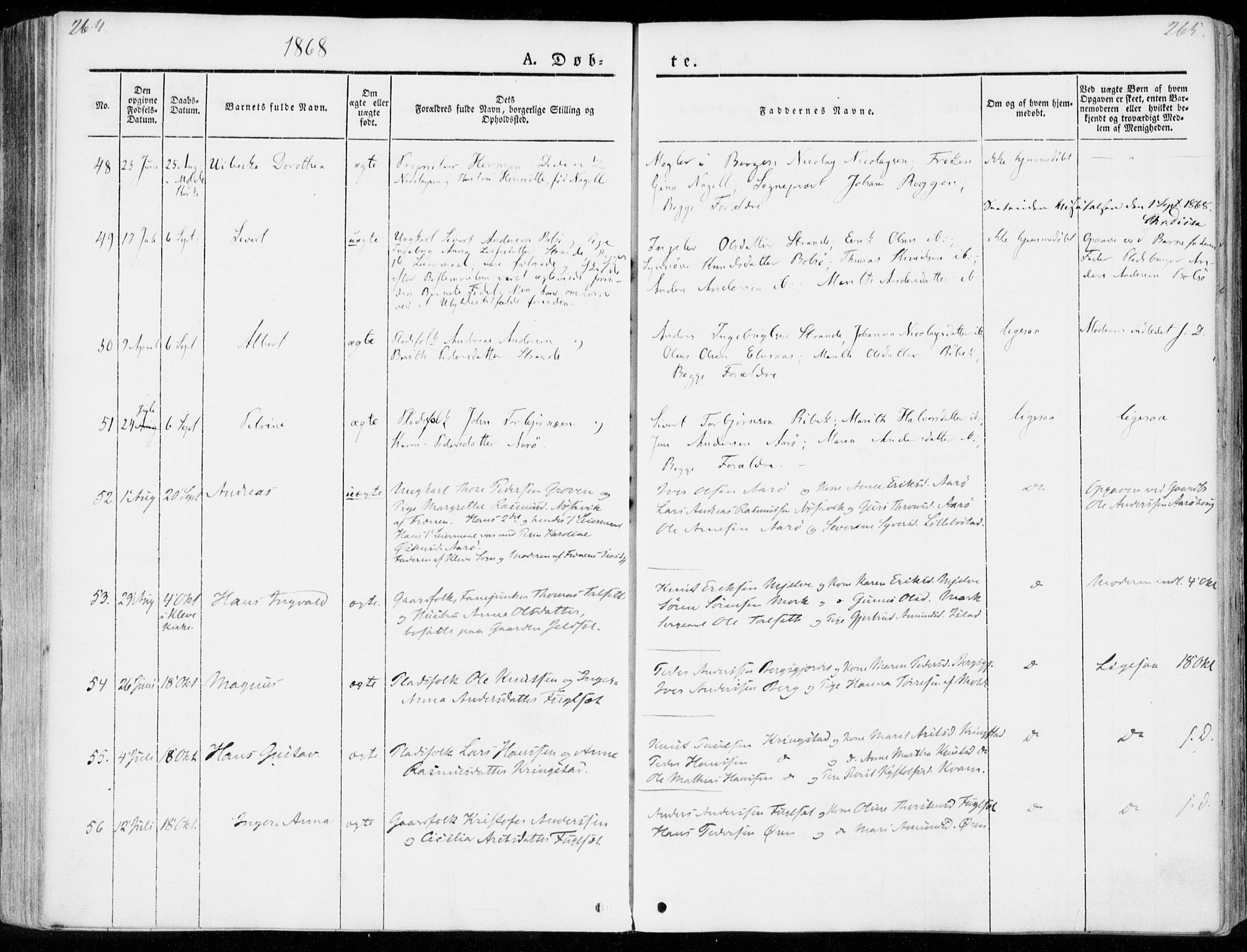 Ministerialprotokoller, klokkerbøker og fødselsregistre - Møre og Romsdal, AV/SAT-A-1454/555/L0653: Parish register (official) no. 555A04, 1843-1869, p. 264-265