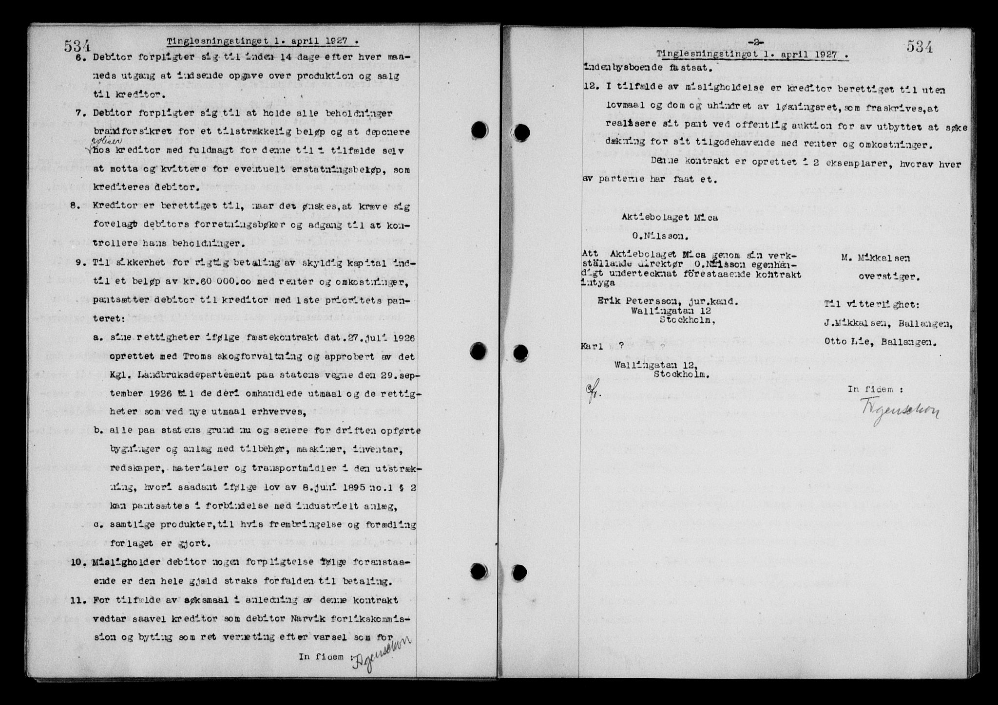 Steigen og Ofoten sorenskriveri, SAT/A-0030/1/2/2C/L0014: Mortgage book no. 13 og 15, 1926-1927, Deed date: 01.04.1927