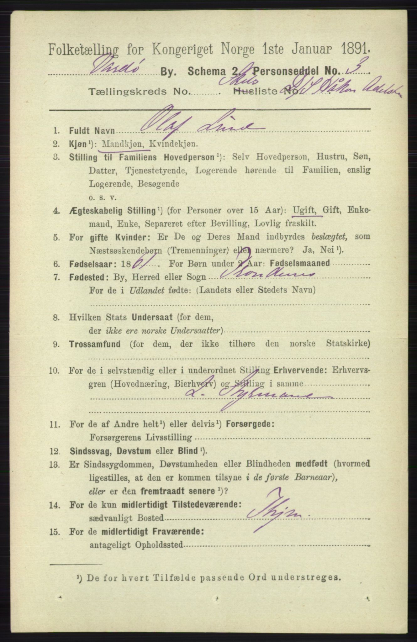 RA, 1891 census for 2002 Vardø, 1891, p. 2741