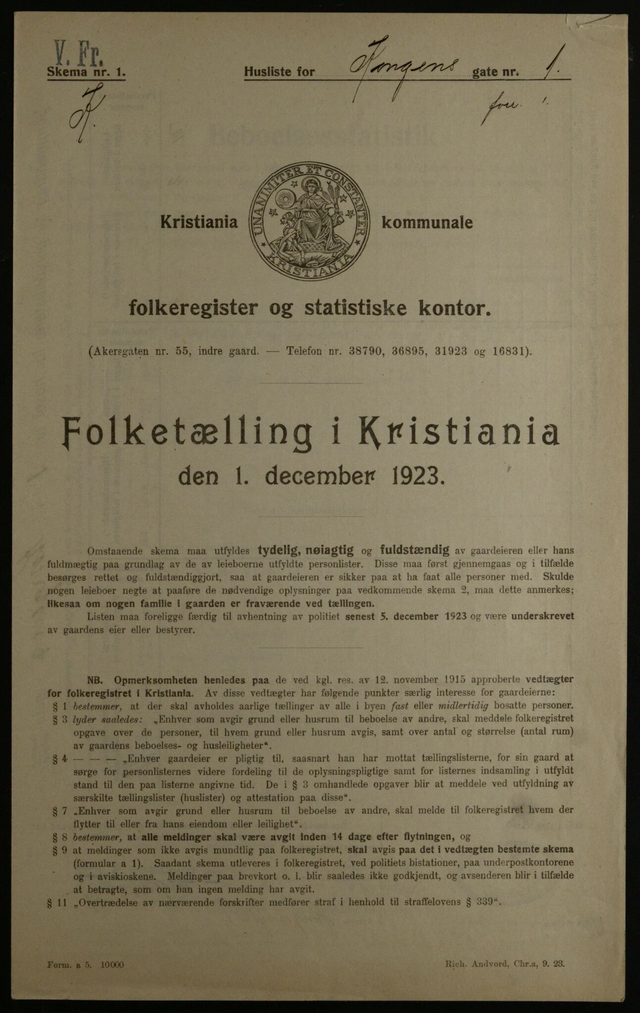 OBA, Municipal Census 1923 for Kristiania, 1923, p. 58801