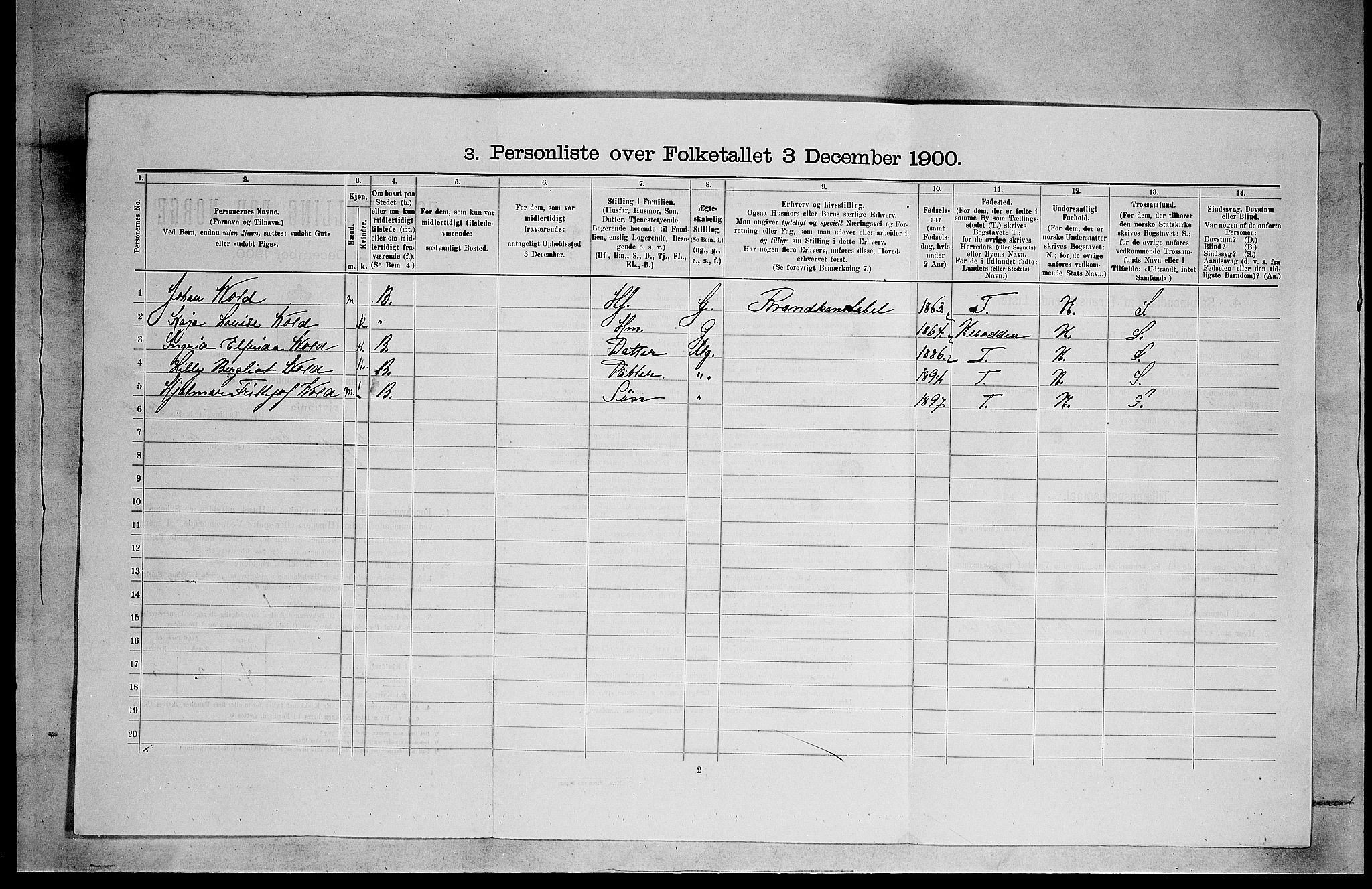 SAO, 1900 census for Kristiania, 1900, p. 9700
