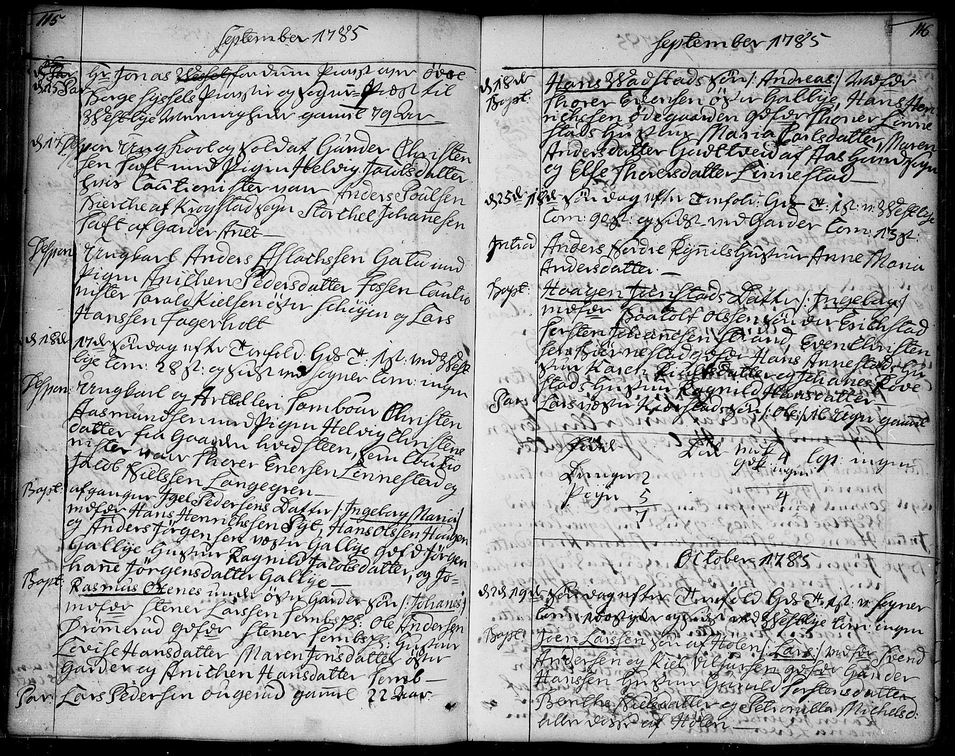 Vestby prestekontor Kirkebøker, AV/SAO-A-10893/F/Fa/L0003: Parish register (official) no. I 3, 1779-1796, p. 115-116